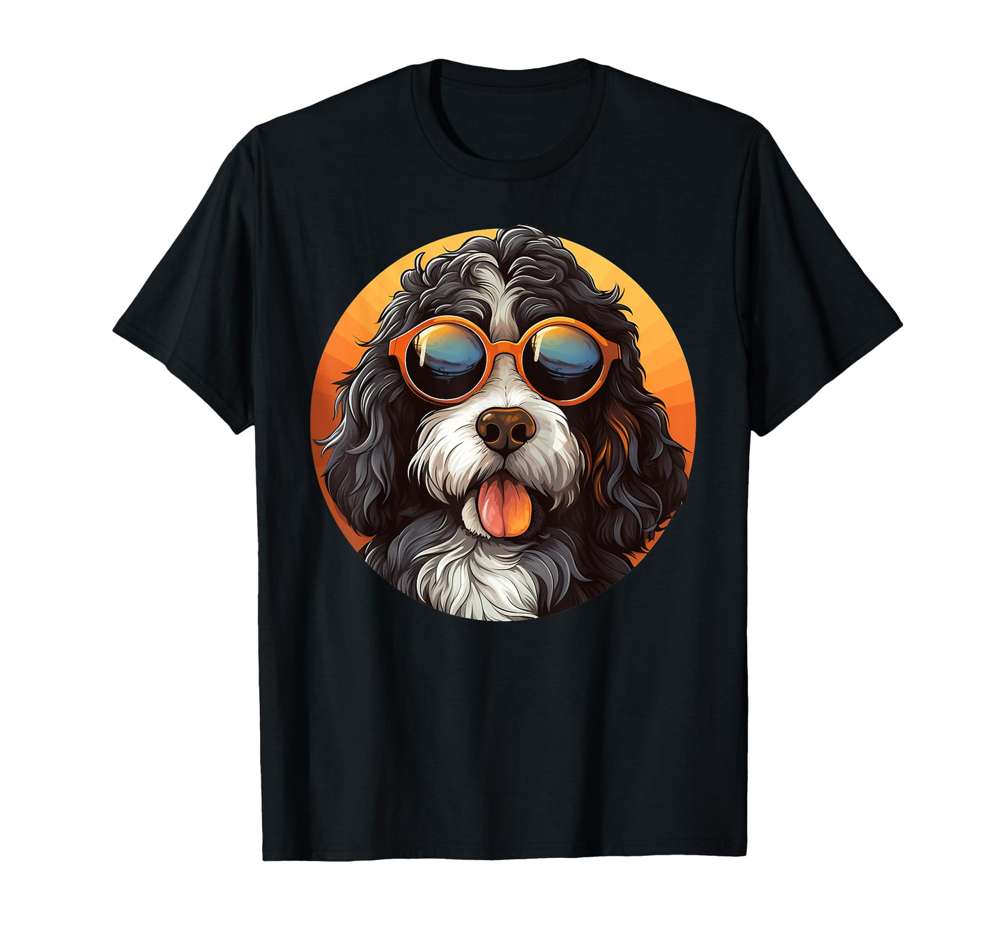 Cute Bernedoodle With Sunglasses Colorful Graphic Lover Dog T-Shirt for Men Women Girls Kids