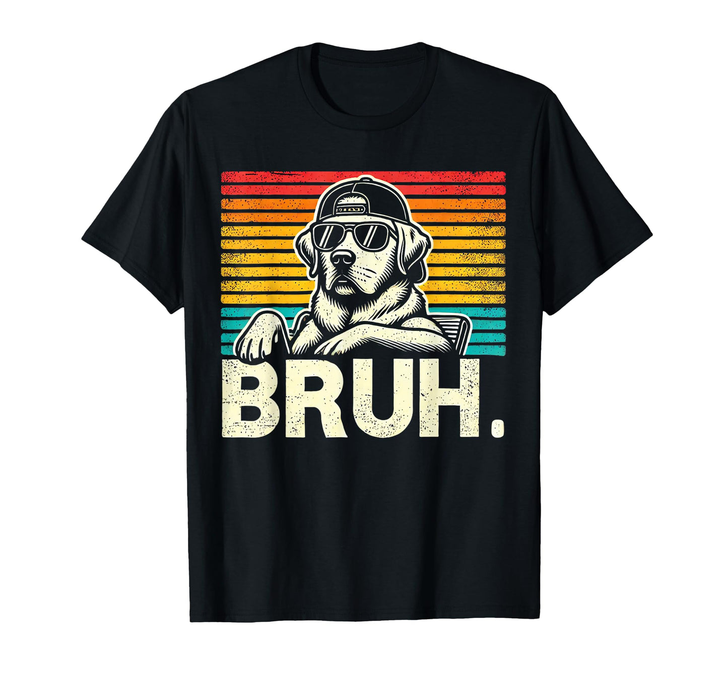 Bruh Retro Vintage 80s Dog Sunglasses Funny Bruh Labrador T-Shirt