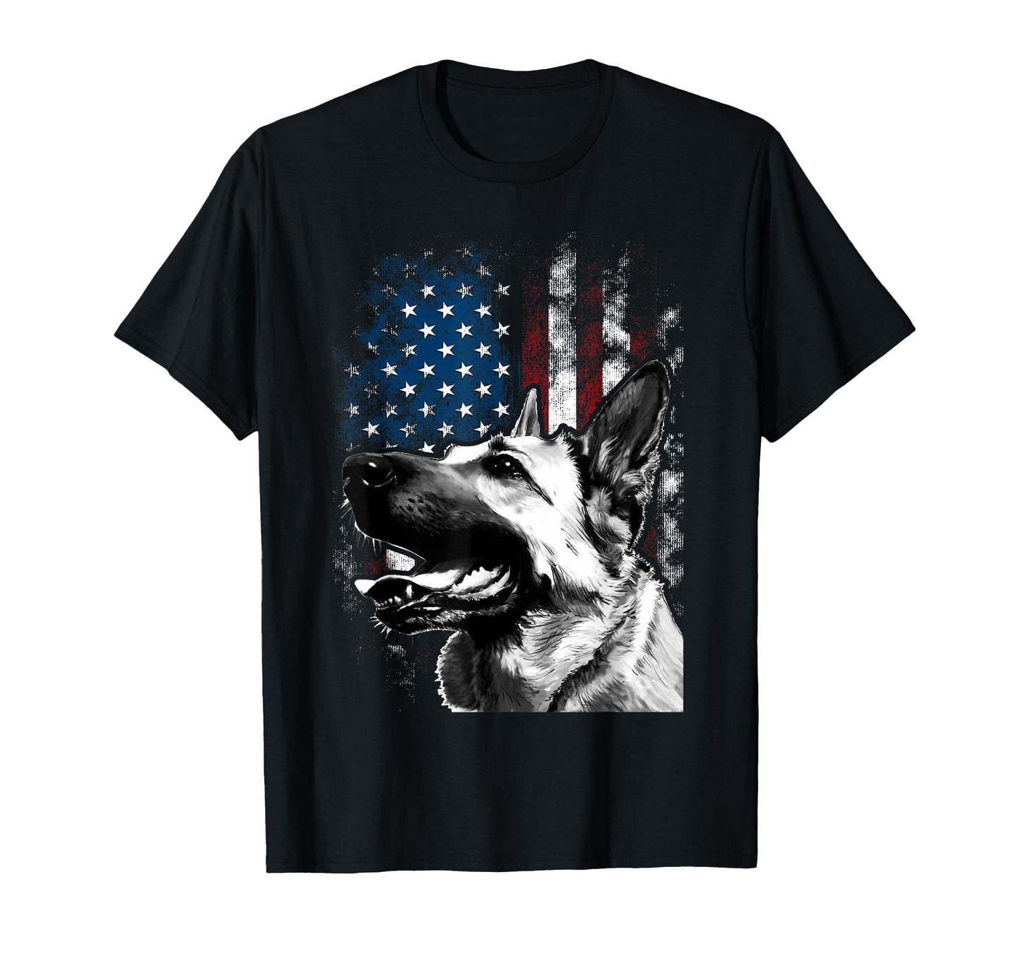 Vintage Patriotic German Shepherd American Flag 4th Of July T-Shirt
