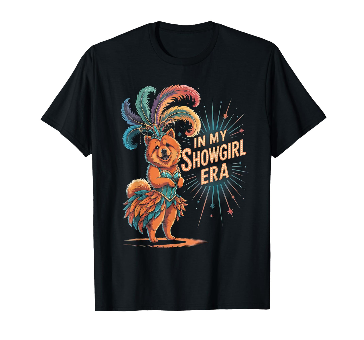 in My Showgirl Era Funny Chow-Chow Design Retro Dog Glam Art T-Shirt