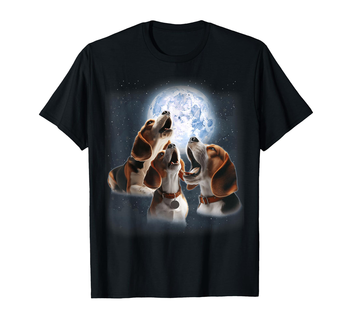 3 Beagles Howling At The Moon Funny Pet Beagle Dog Lover Kid T-Shirt