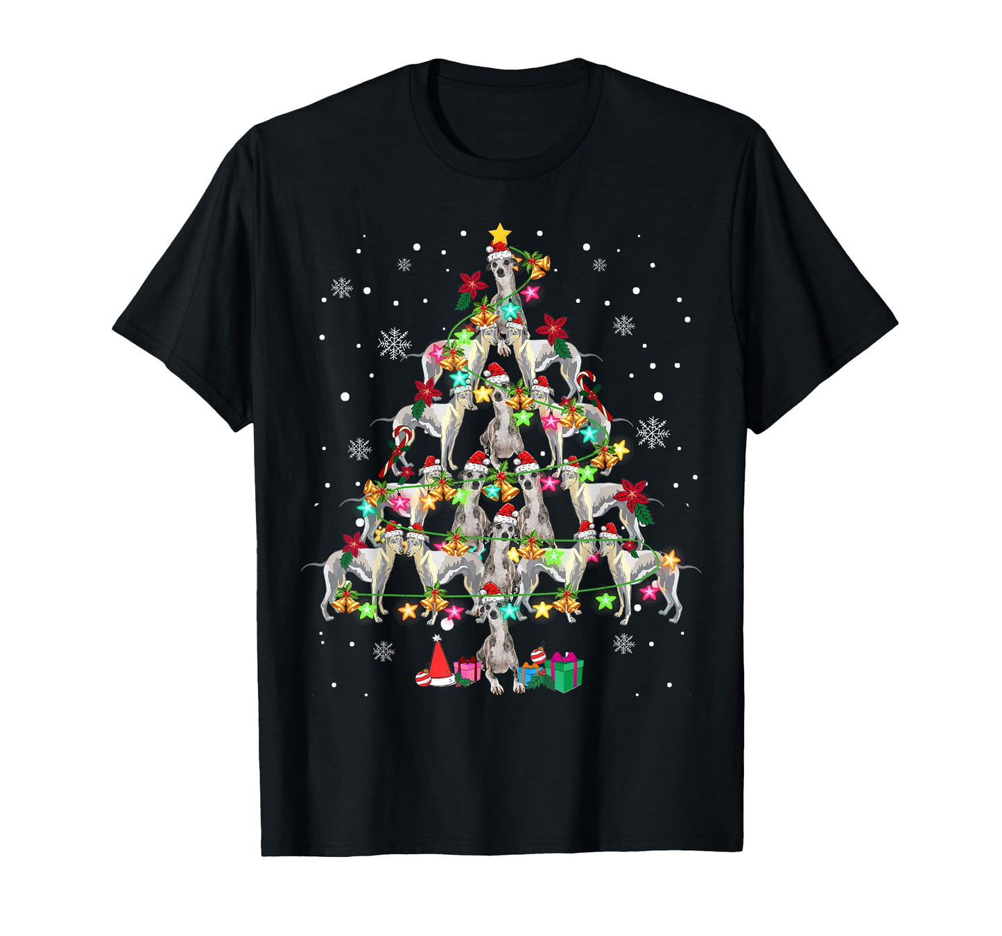 Whippets Christmas Tree Funny Whippets Lover Christmas T-Shirt