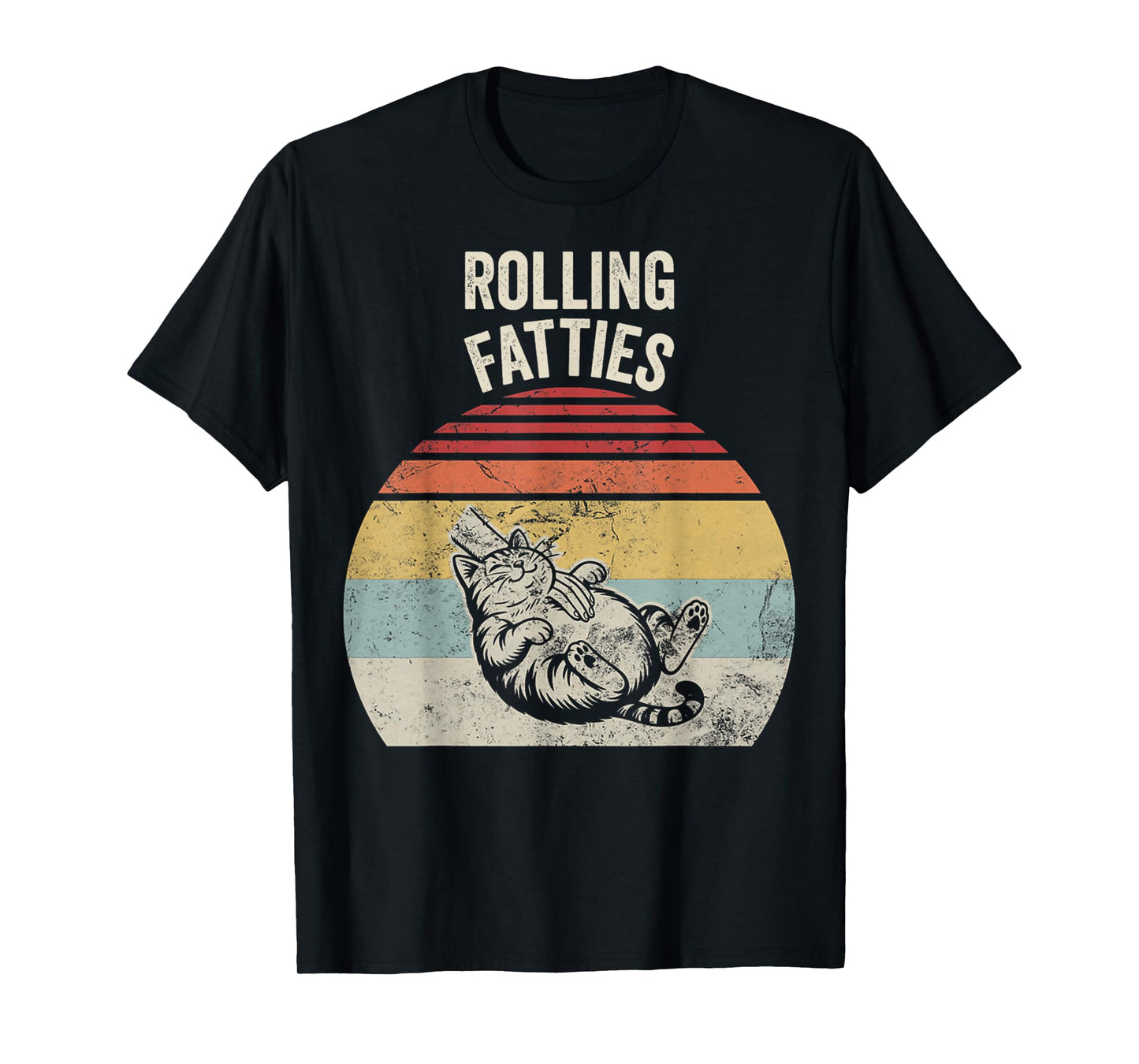 Rolling Fatties with Retro Sunset Cat T-Shirt
