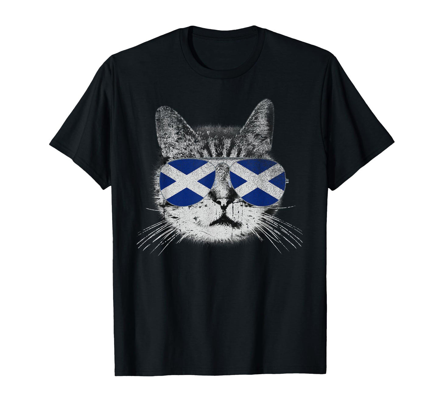 Cat Shirt Scottish Scotland Flag Country Retro Funny T-Shirt