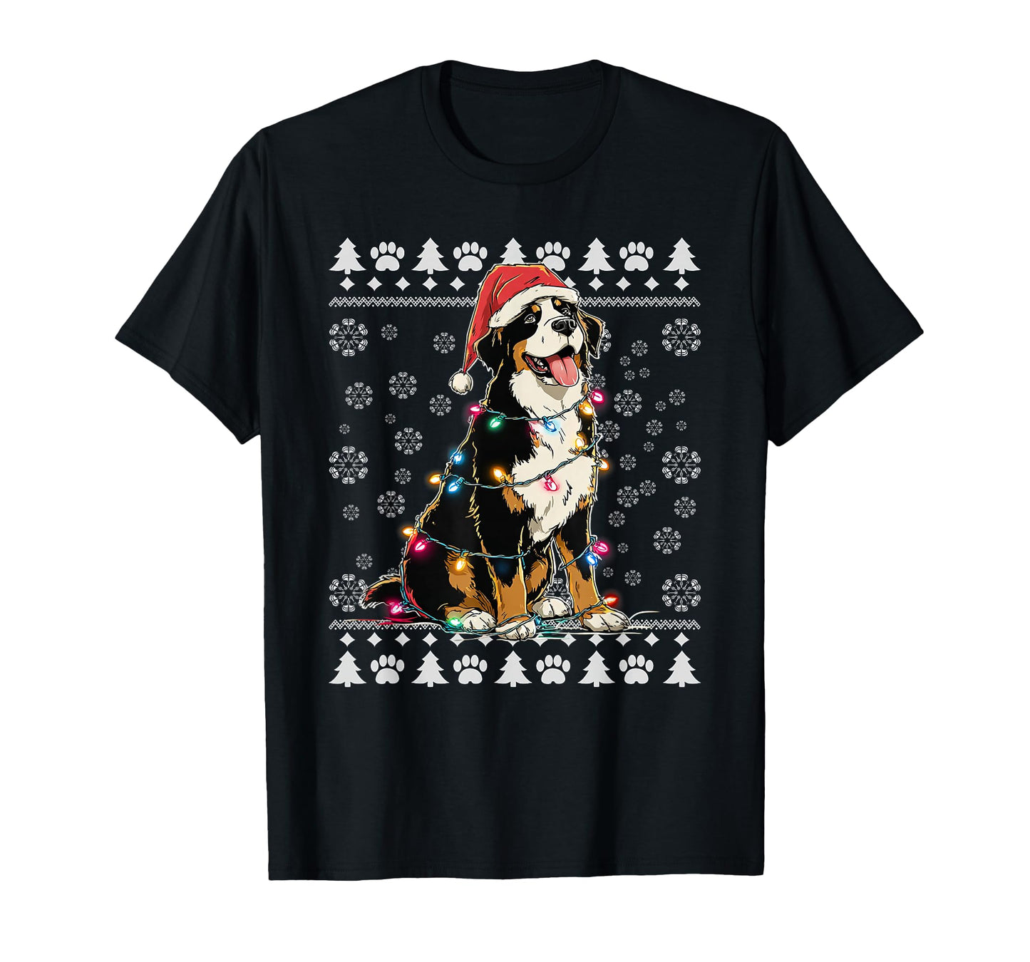 Bernese Mountain Christmas Ugly Sweater Funny Dog Xmas T-Shirt