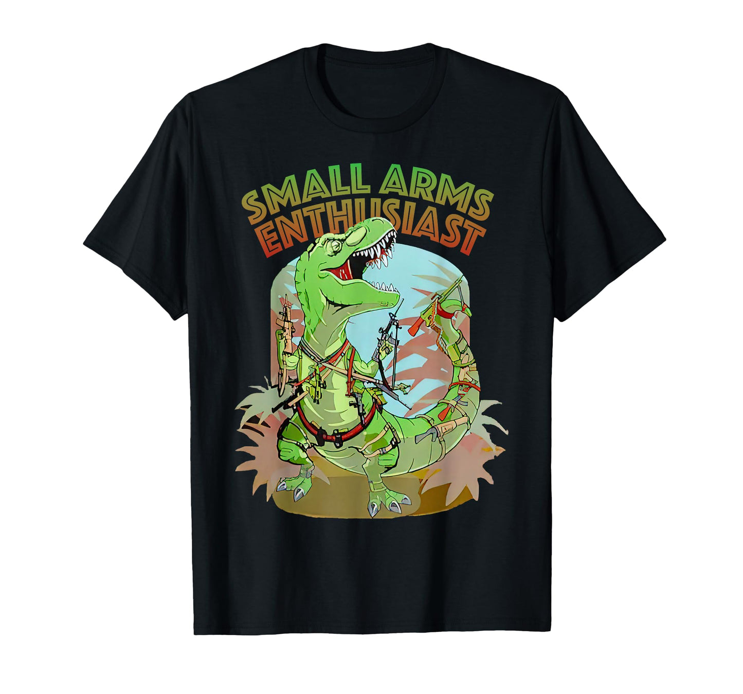 Small Arms Enthusiast Funny T-rex Dinosaur Gun T-Shirt