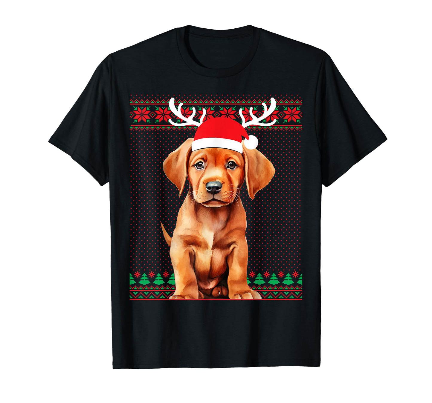 Fox Red Lab Christmas Santa Reindeer Labrador Retriever T-Shirt