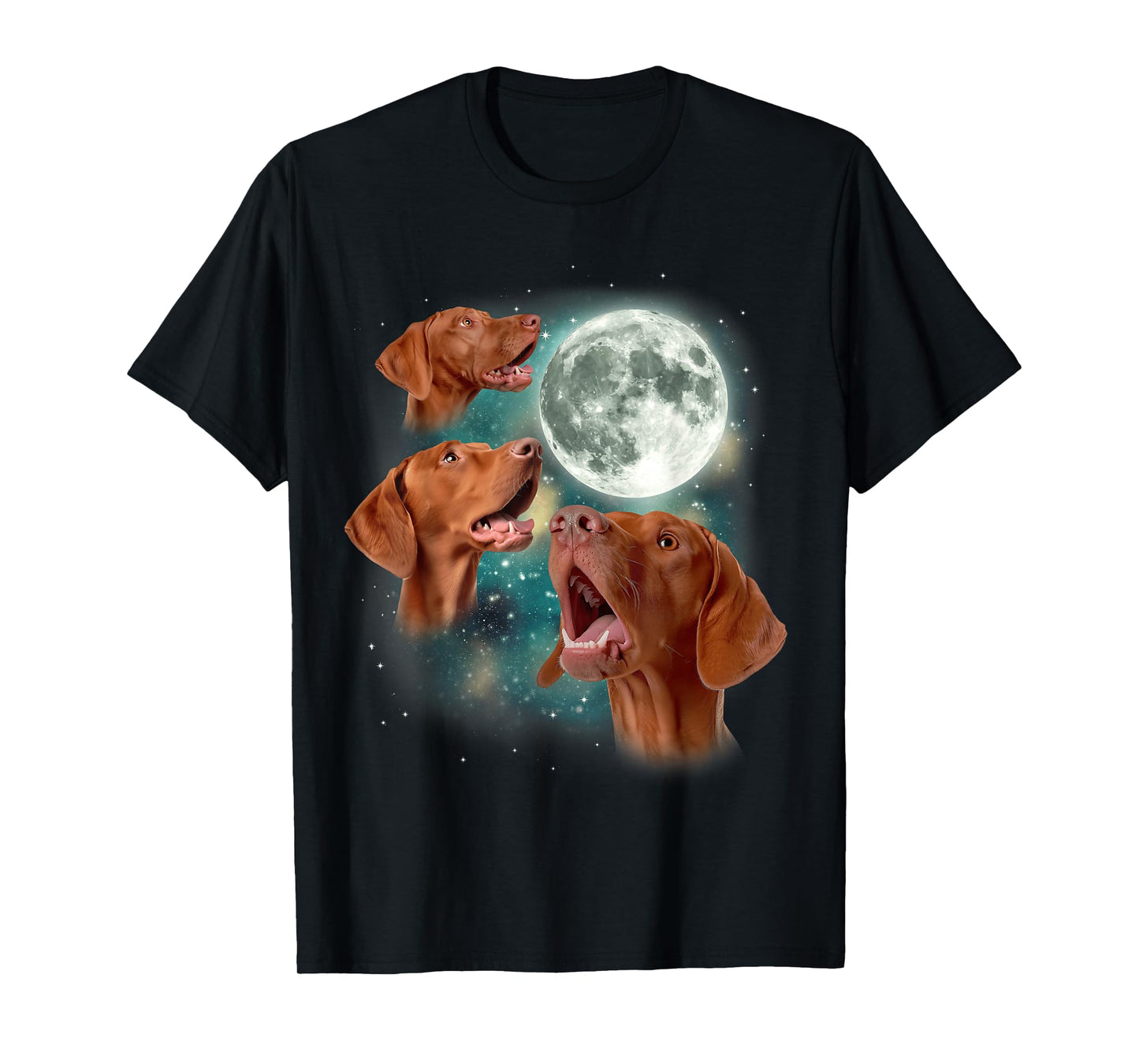 Three Vizsla Moon | 3 Magyar Meme Magic Dog Vizslas Canine T-Shirt