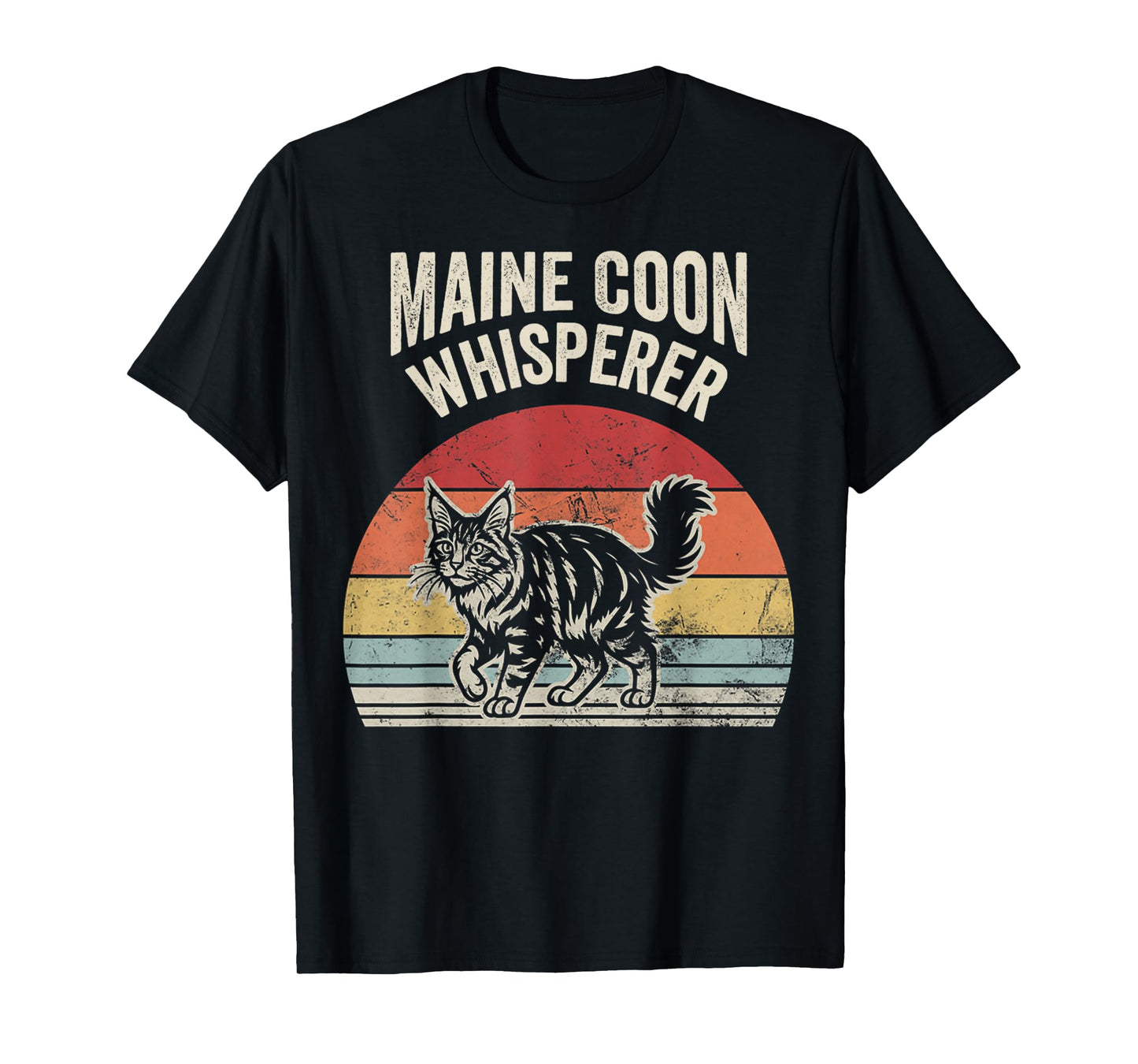 Maine Coon Whisperer Vintage Sunset Cat T-Shirt