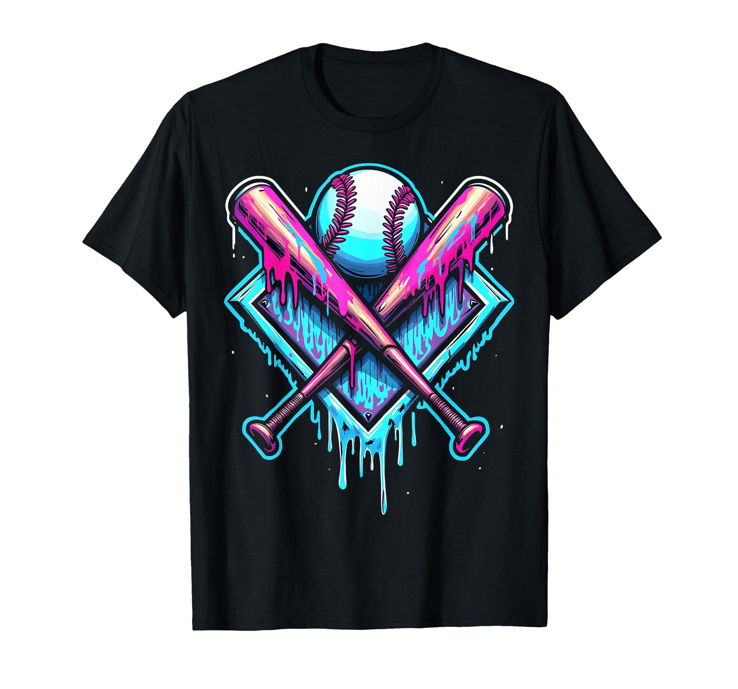 Baseball Drip Boys Home Plate Ice Cream Drip Players & Fans T-Shirt