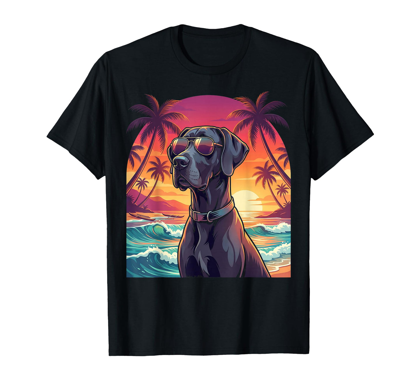 Funny Retro Great Dane Hawaiian Mom Dad Vacation Hawaii T-Shirt