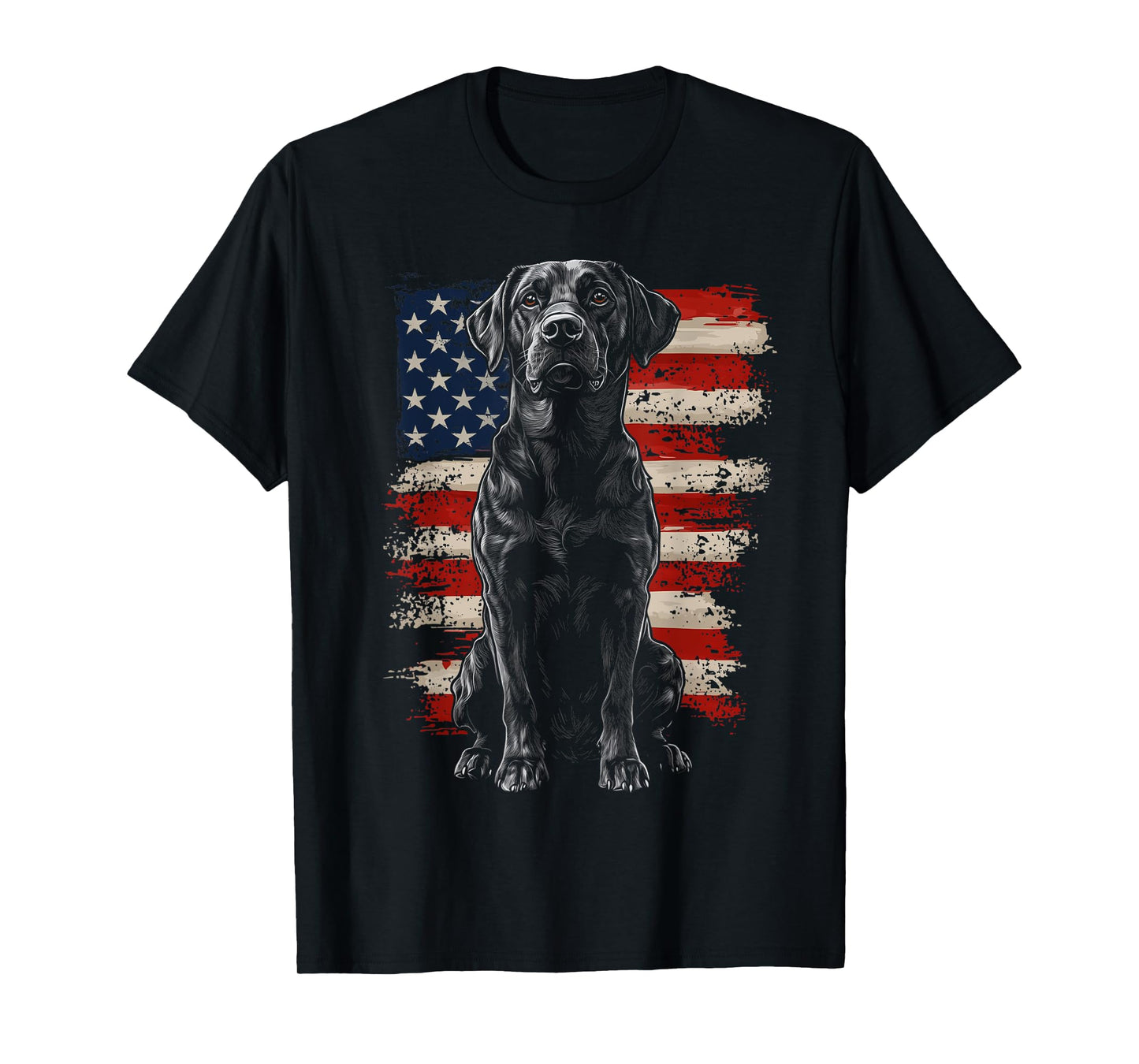 Patriotic Labrador American Flag 4th Of July Black Lab Dog Men Women Kids T-Shirt