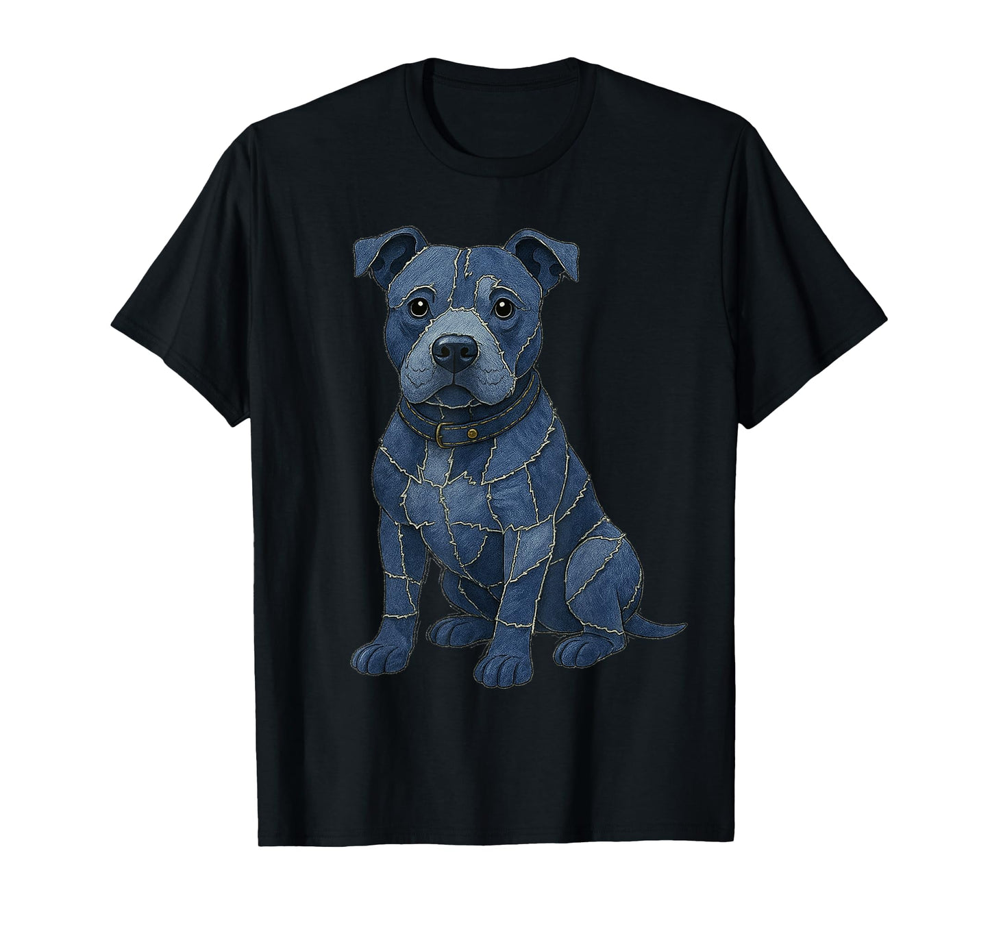 Pitbull Patchwork Denim Shirt Women, Cute Pitbull Dog Mom T-Shirt