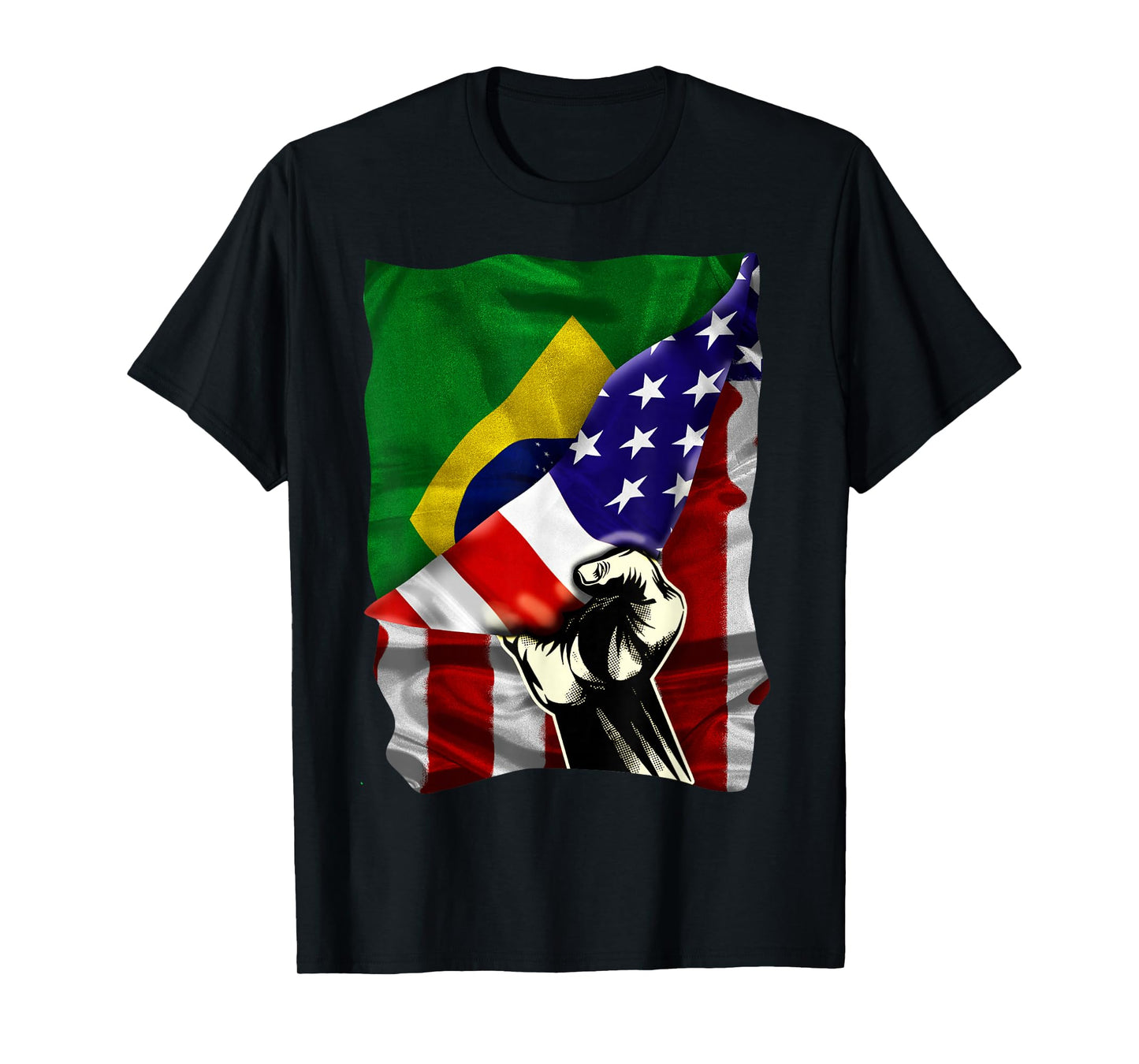 Half American Flag Brazilian ROOTS USA Flag Brazil DNA T-Shirt