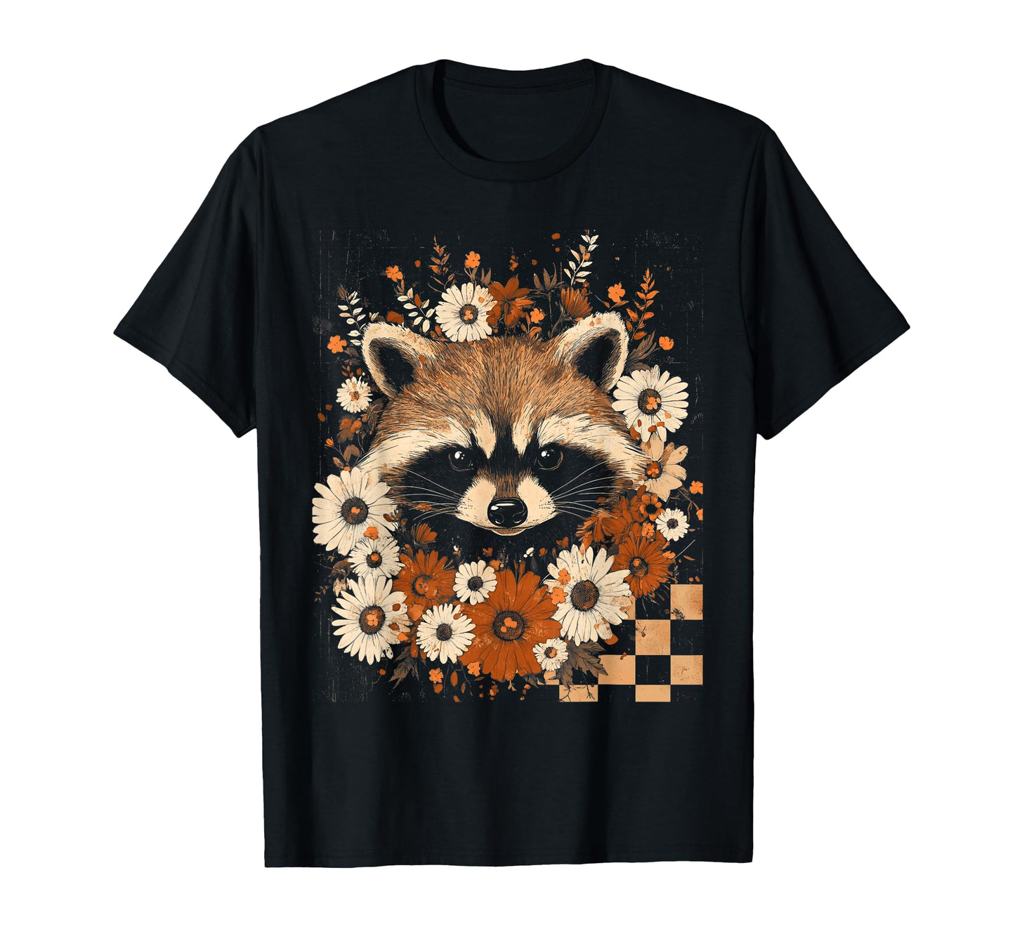 Cute Woodland Raccoon with Daisies Rustic Nature T-Shirt