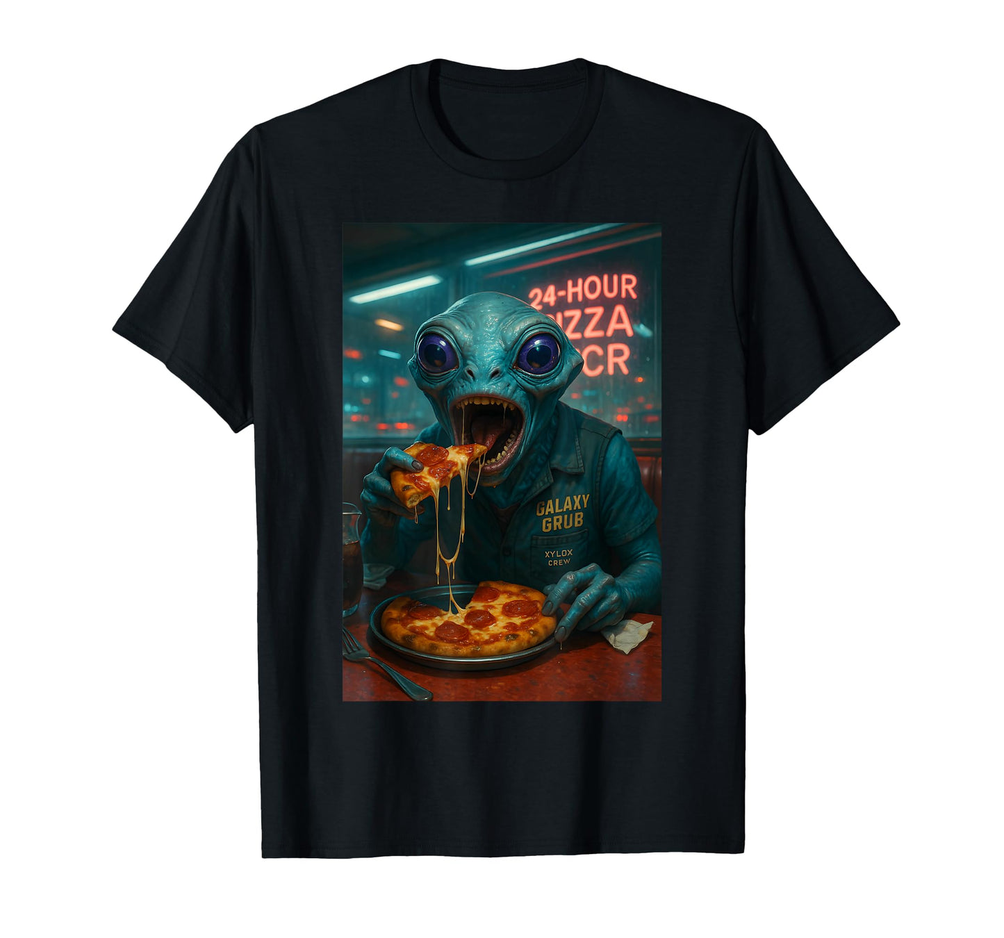 Alien Pizza Halloween Mens T-Shirt