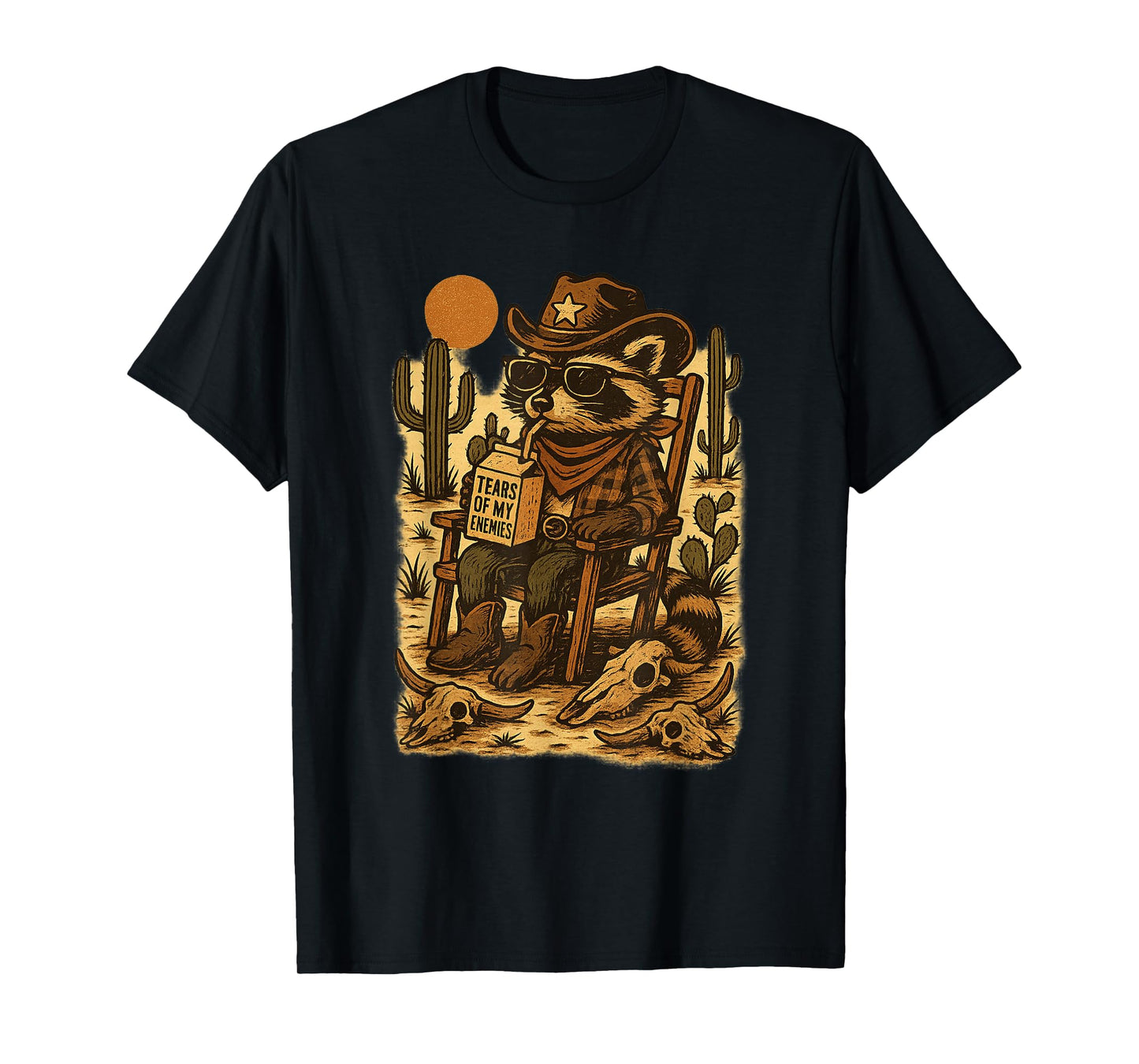 Country Cowboy Raccoon Rodeo Cowgirl Funny Western Texas T-Shirt