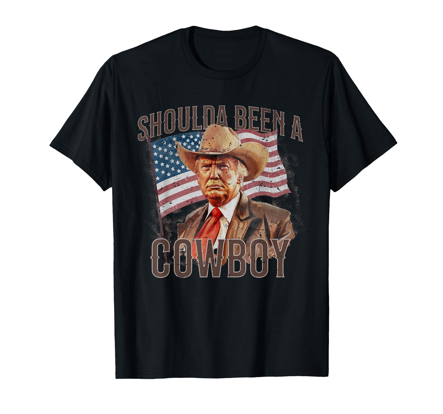 Should Have Been A Cowboy Trump 2024 4th Of July US Flag T-Shirt