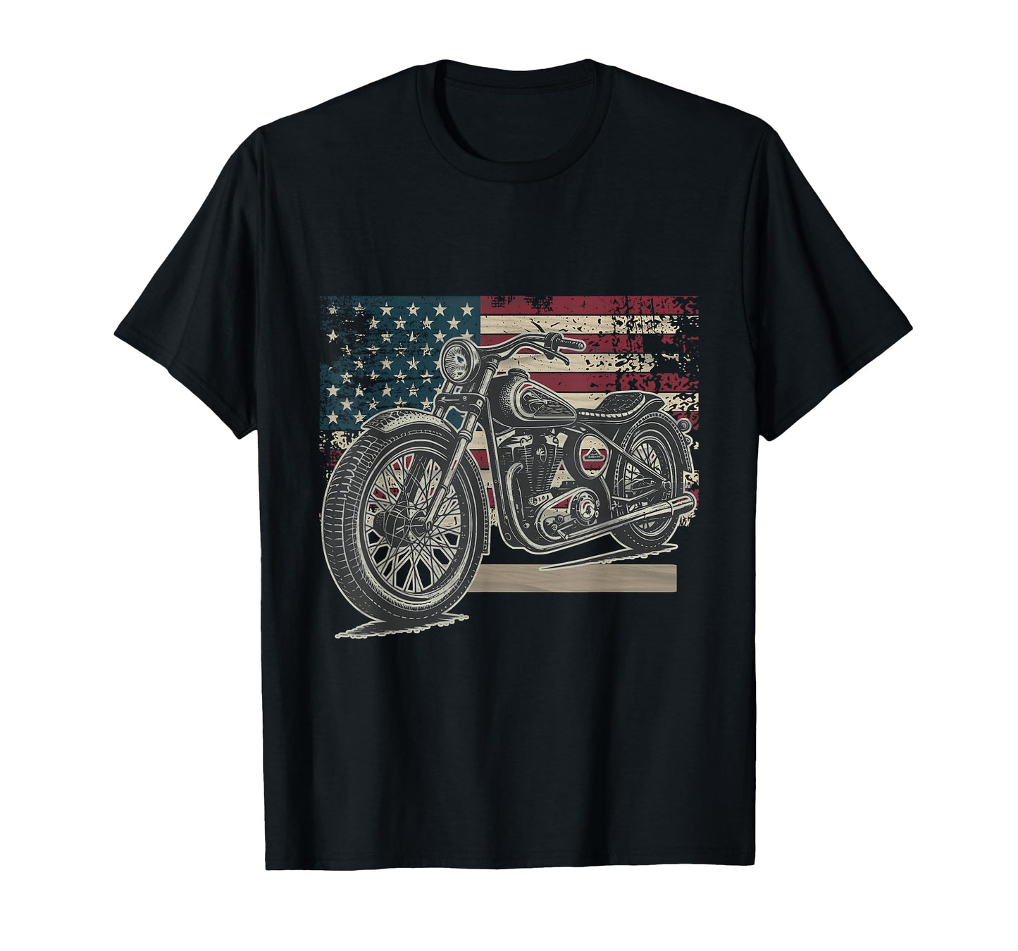 Vintage Distressed American Flag Motorcycle Rider Men Women T-Shirt