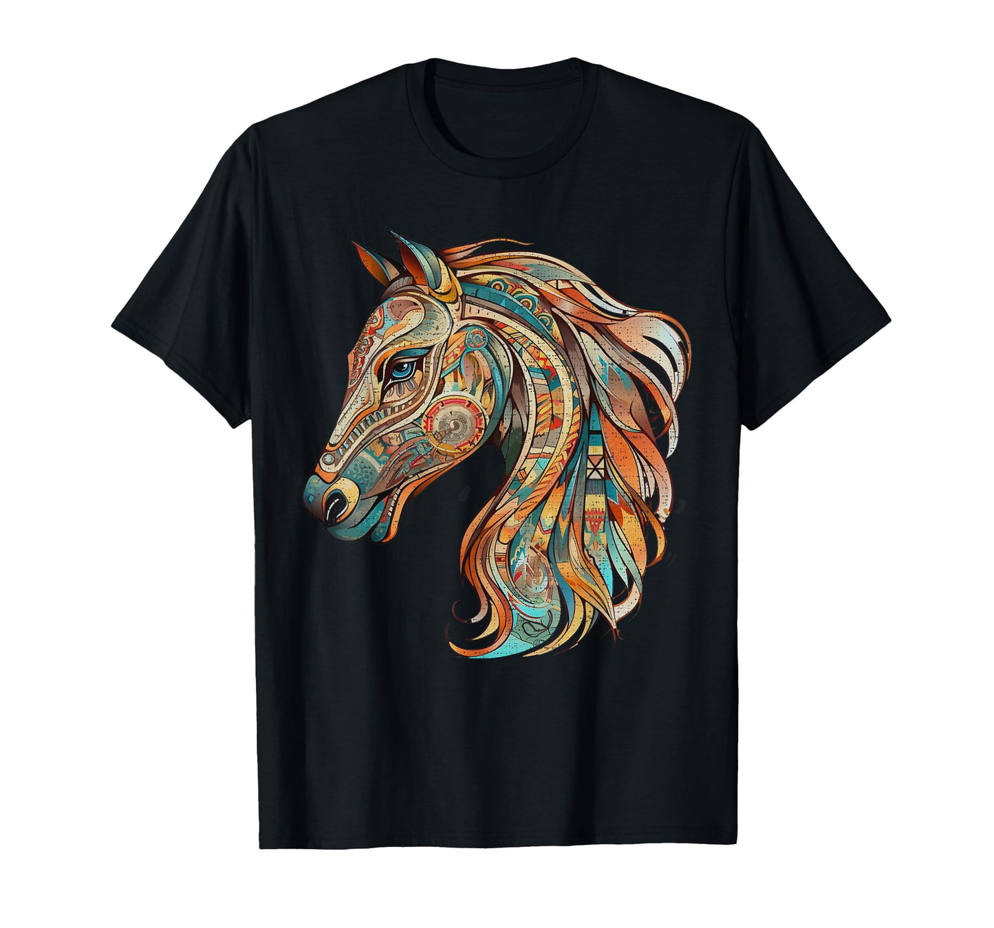 Horse Tribal Abstract Art Native American Geometric Horses T-Shirt
