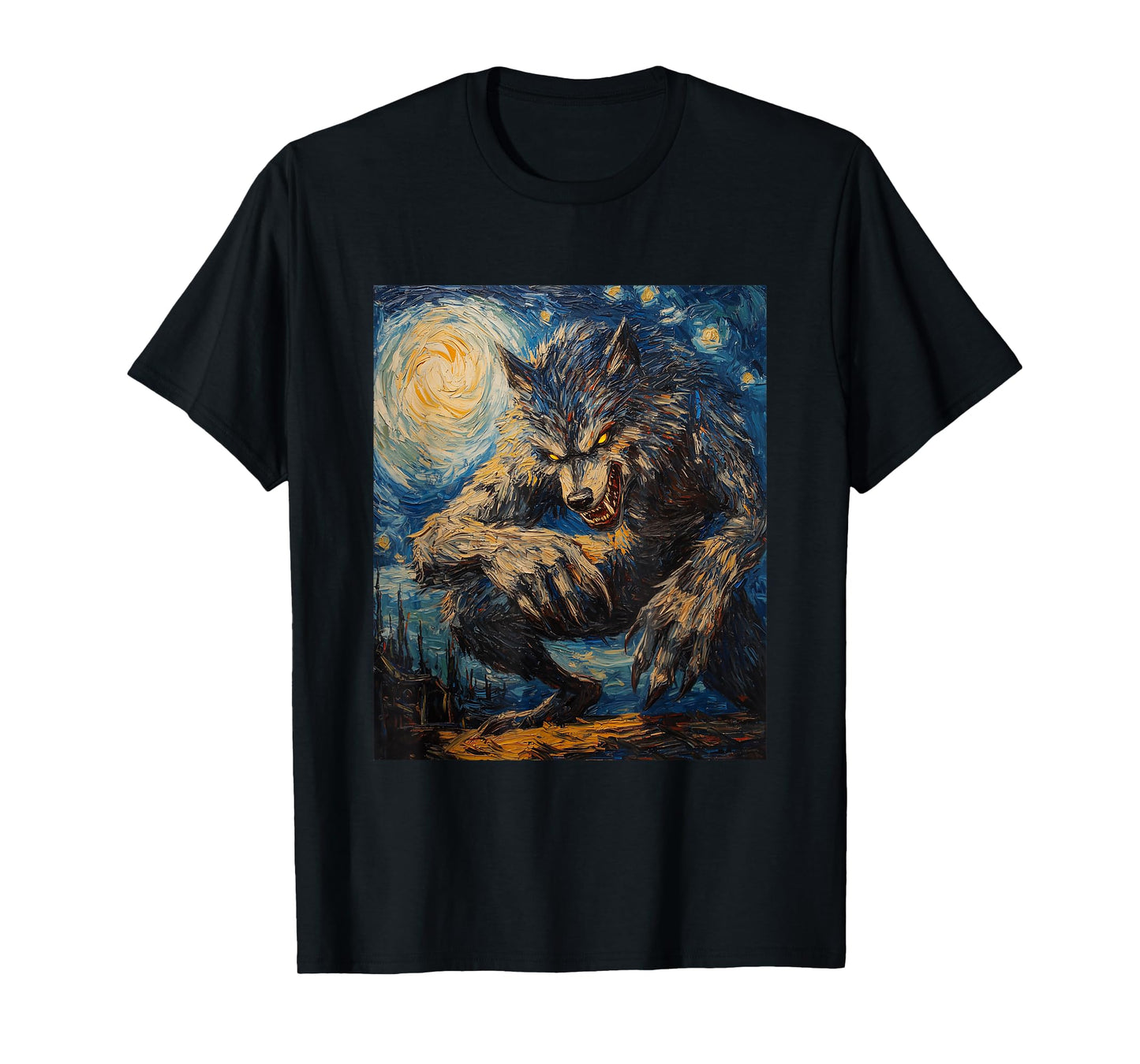 Werewolf Wolf Wolves - Van Gogh Style – Starry Night Graphic T-Shirt