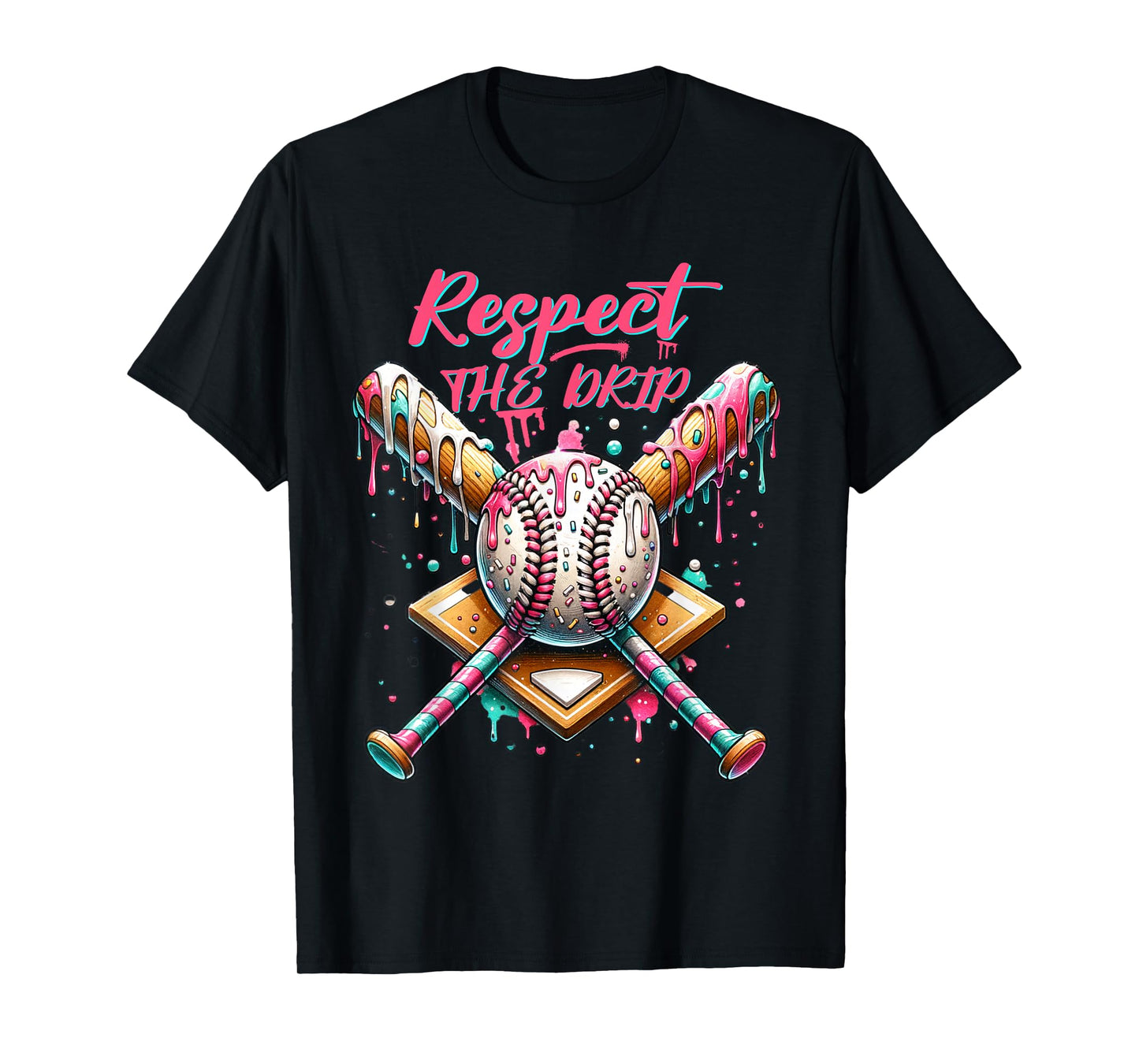 Respect The Drip Baseball Home Plate Ice Cream Dripping T-Shirt