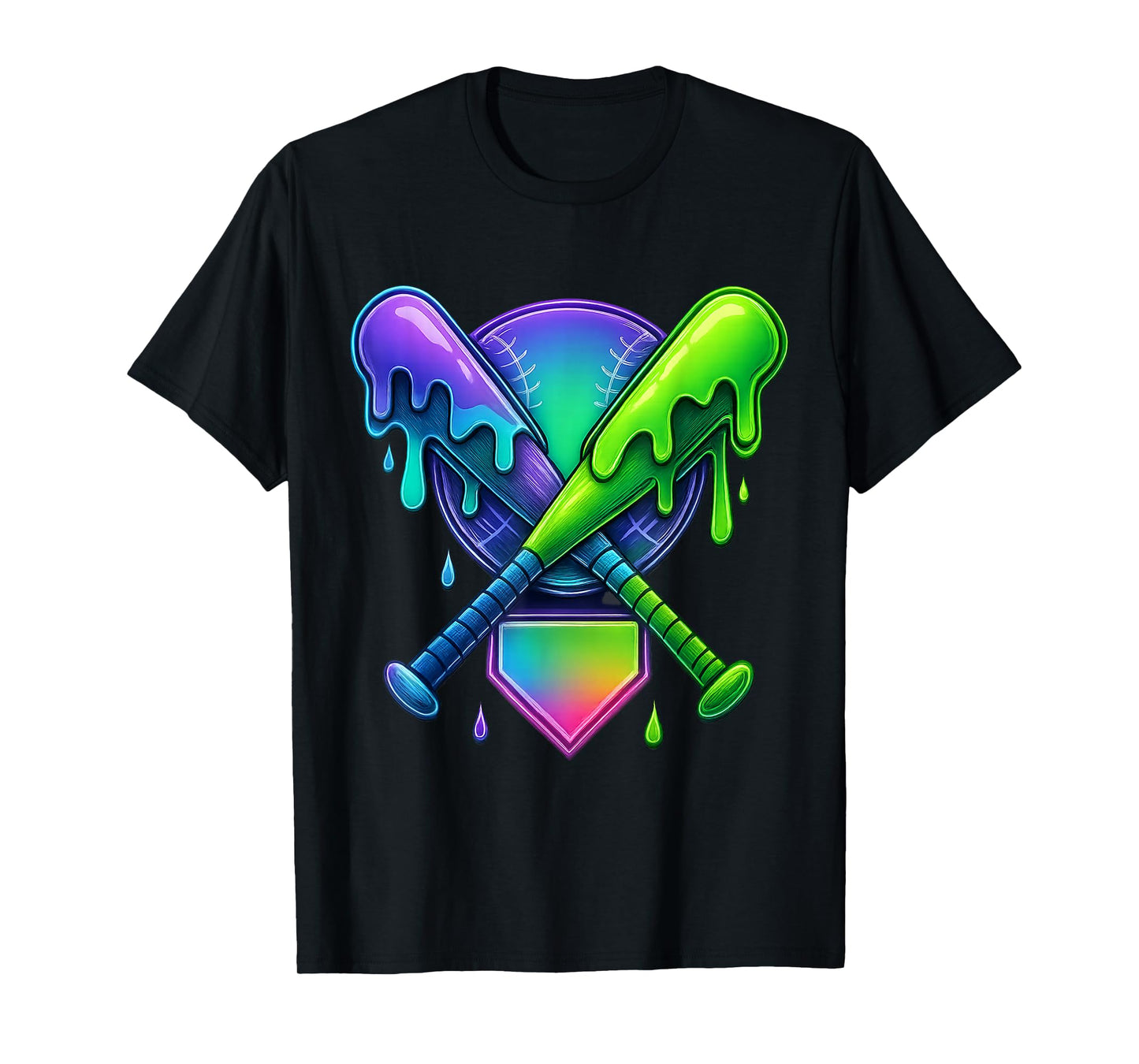 Baseball Drip for Boys Home Plate Ice Cream Drip Youth Sport T-Shirt