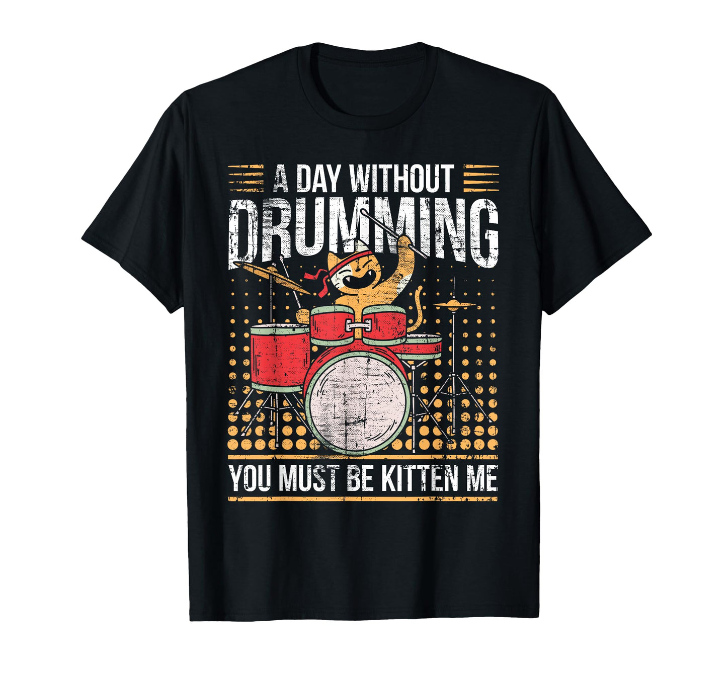 Drumming Cat Drummer Kitten Drum Set T-Shirt
