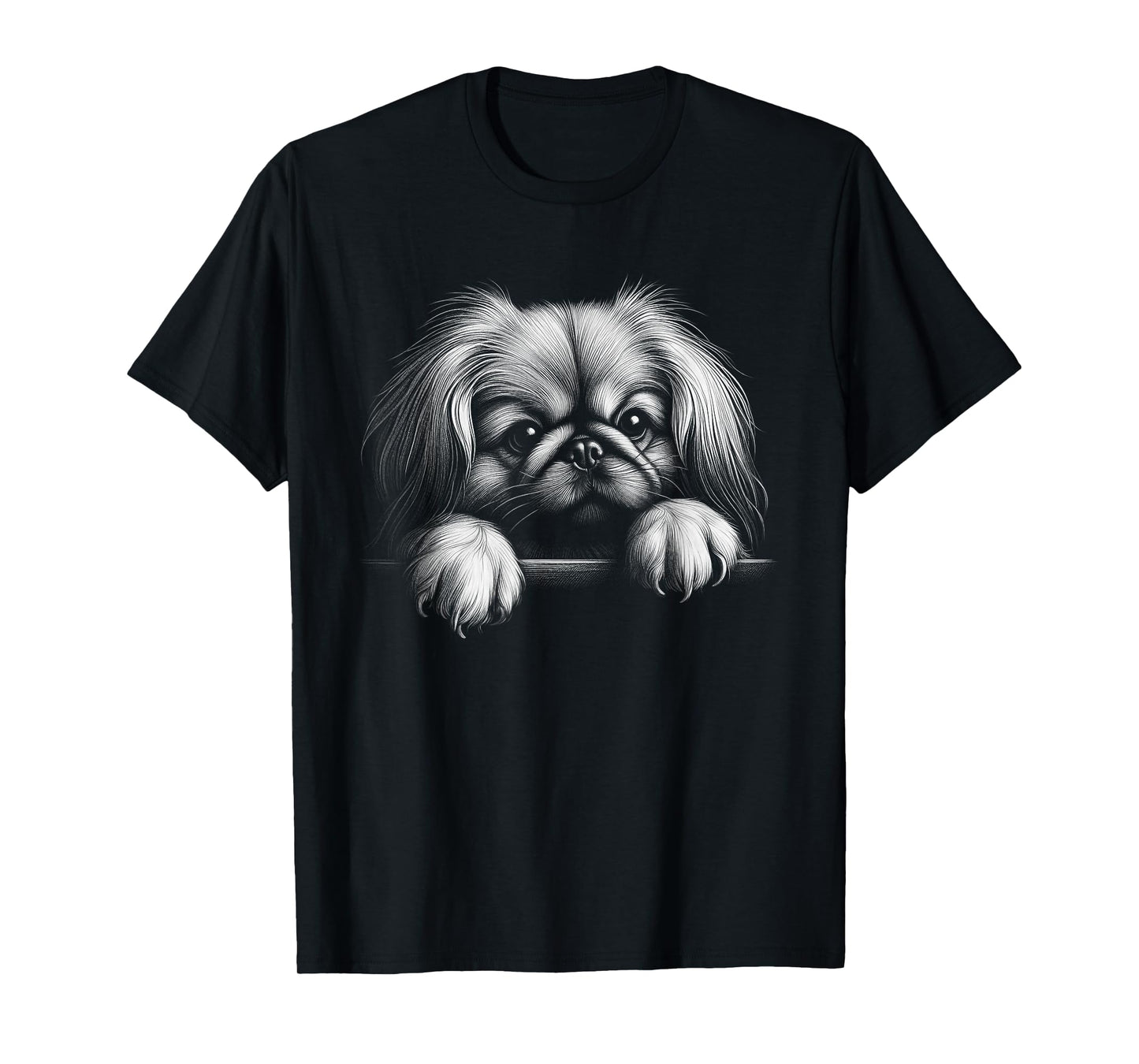 Cute Pekingese Peeking Art Design For Dog Owner T-Shirt