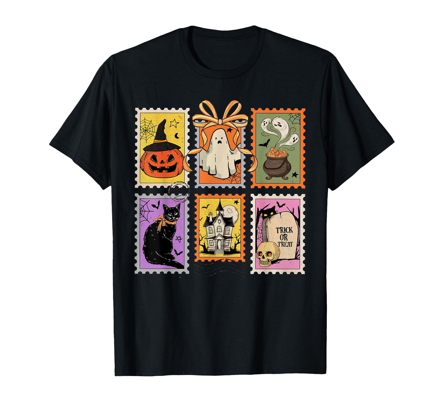 Retro Halloween Cat Ghost Spooky Season T-Shirt