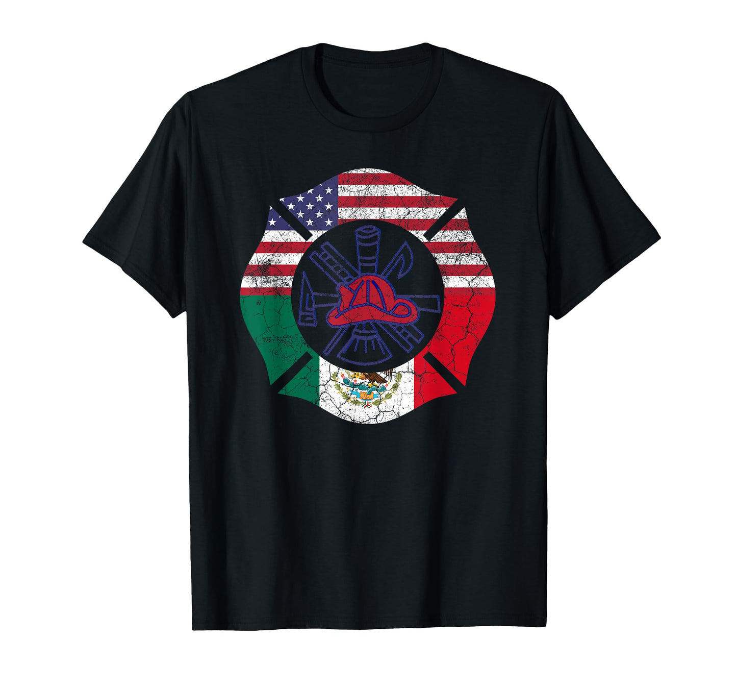Firefighter Mexican American Flag Cinco De Mayo T Shirt Gift T-Shirt