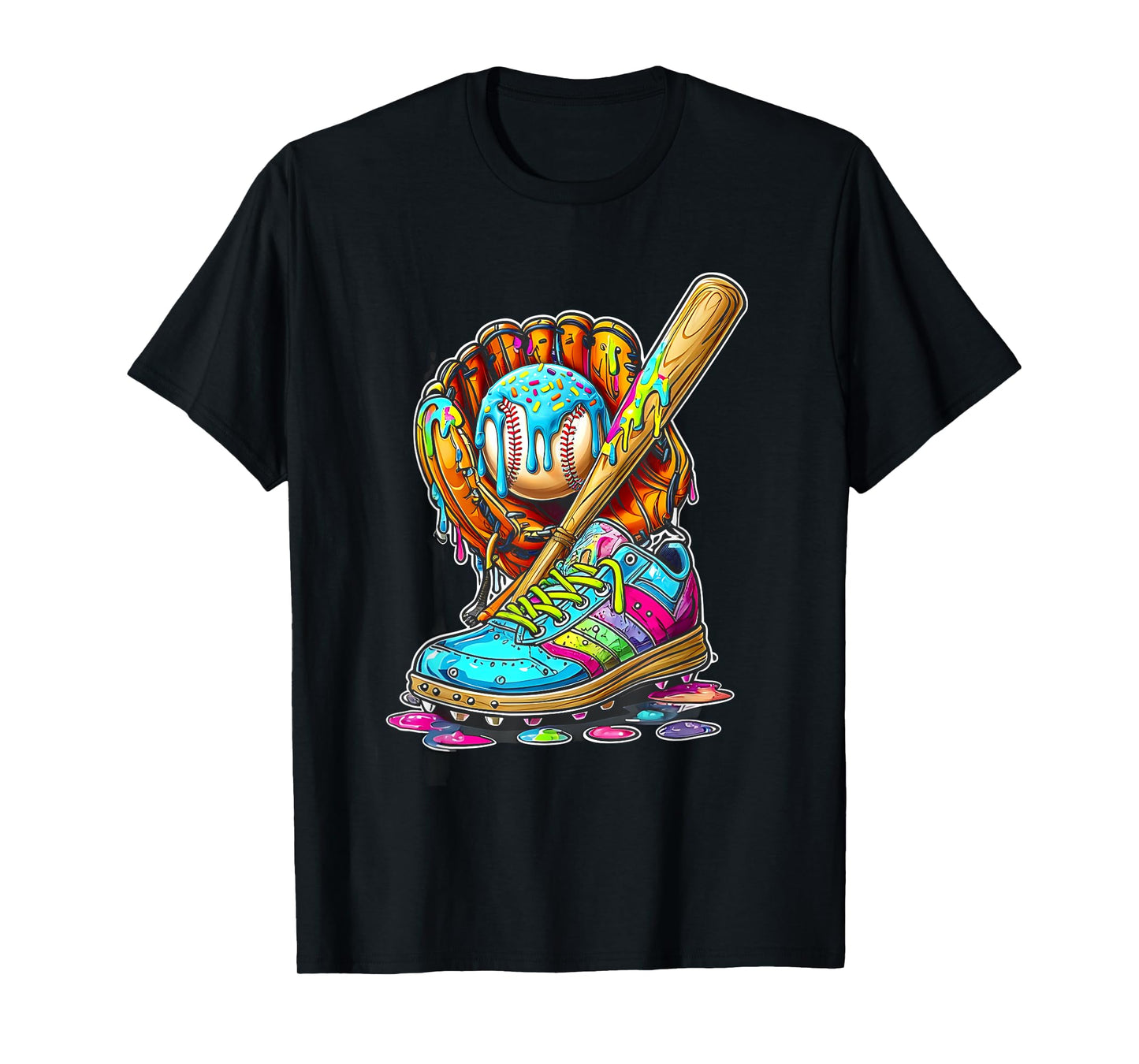 Ice Cream Drip Baseball Stuff Softball Drip Glove Bat Shoe T-Shirt