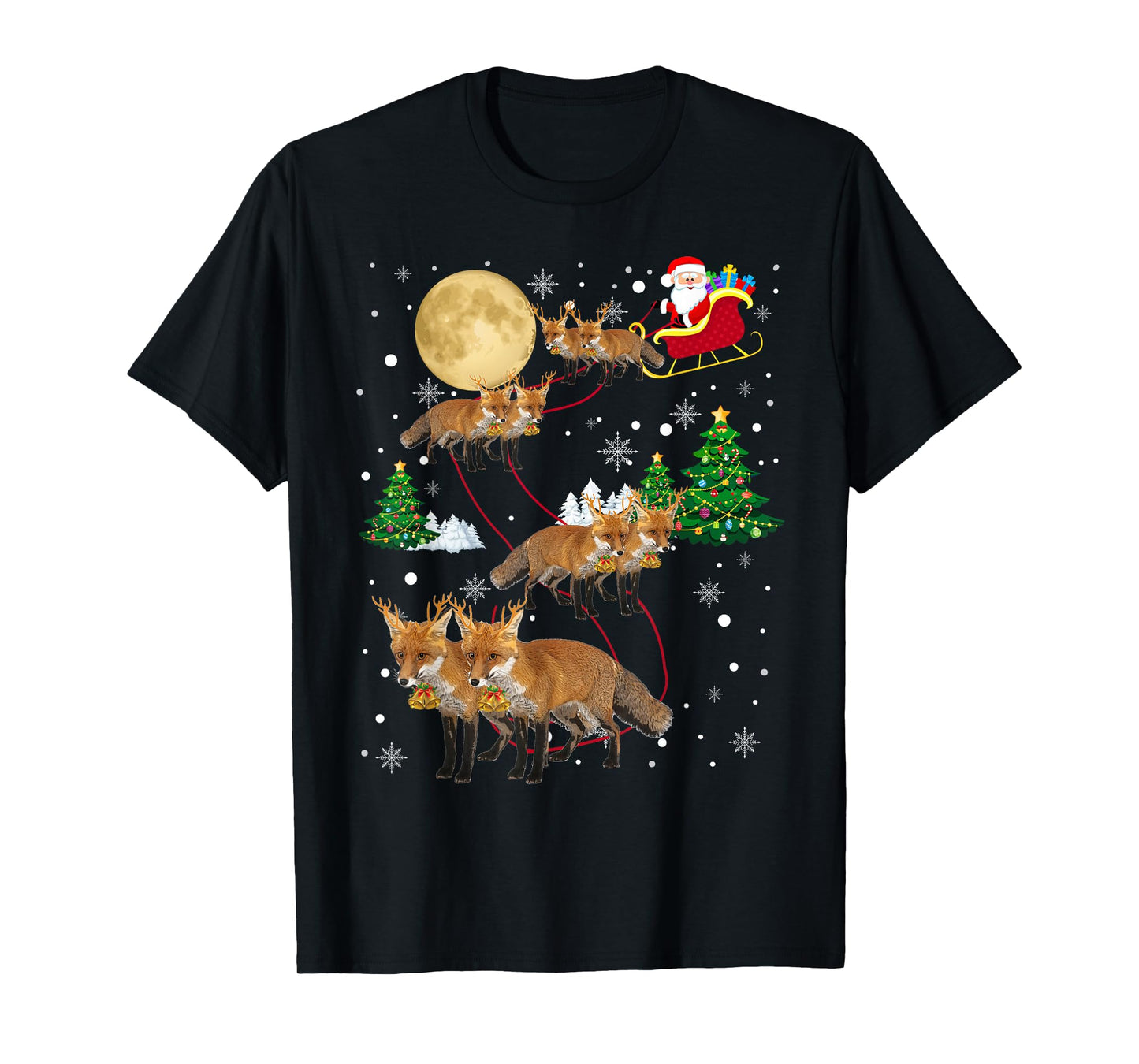 Fox Tree Christmas Sweater Xmas Pet Animal Lover Gifts T-Shirt