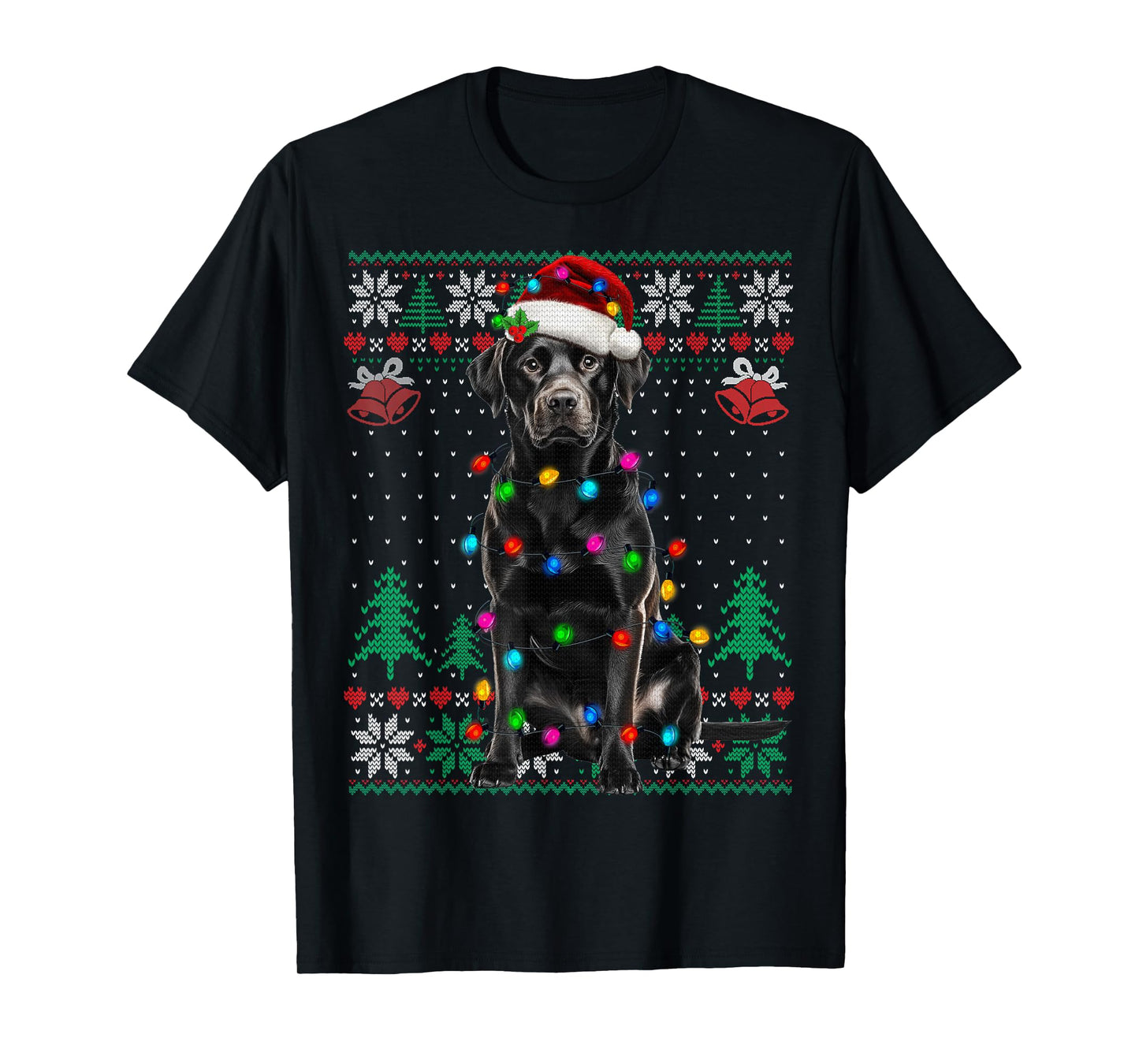 Black Lab Labrador Christmas Santa Hat Dog Ugly Sweater T-Shirt