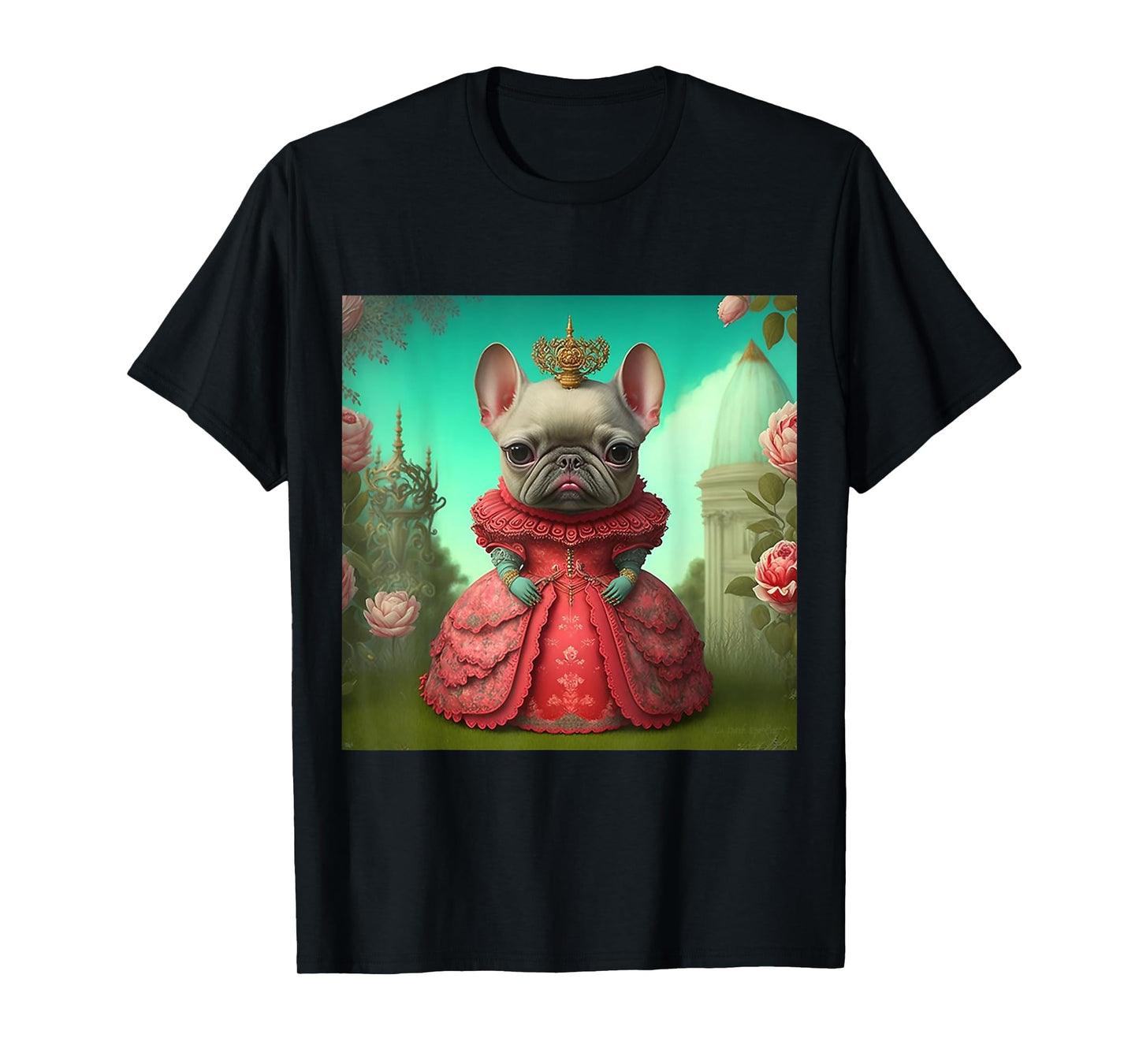 Beautiful Princess Frenchie French bulldog dog in pink dress Men Women T-Shirt