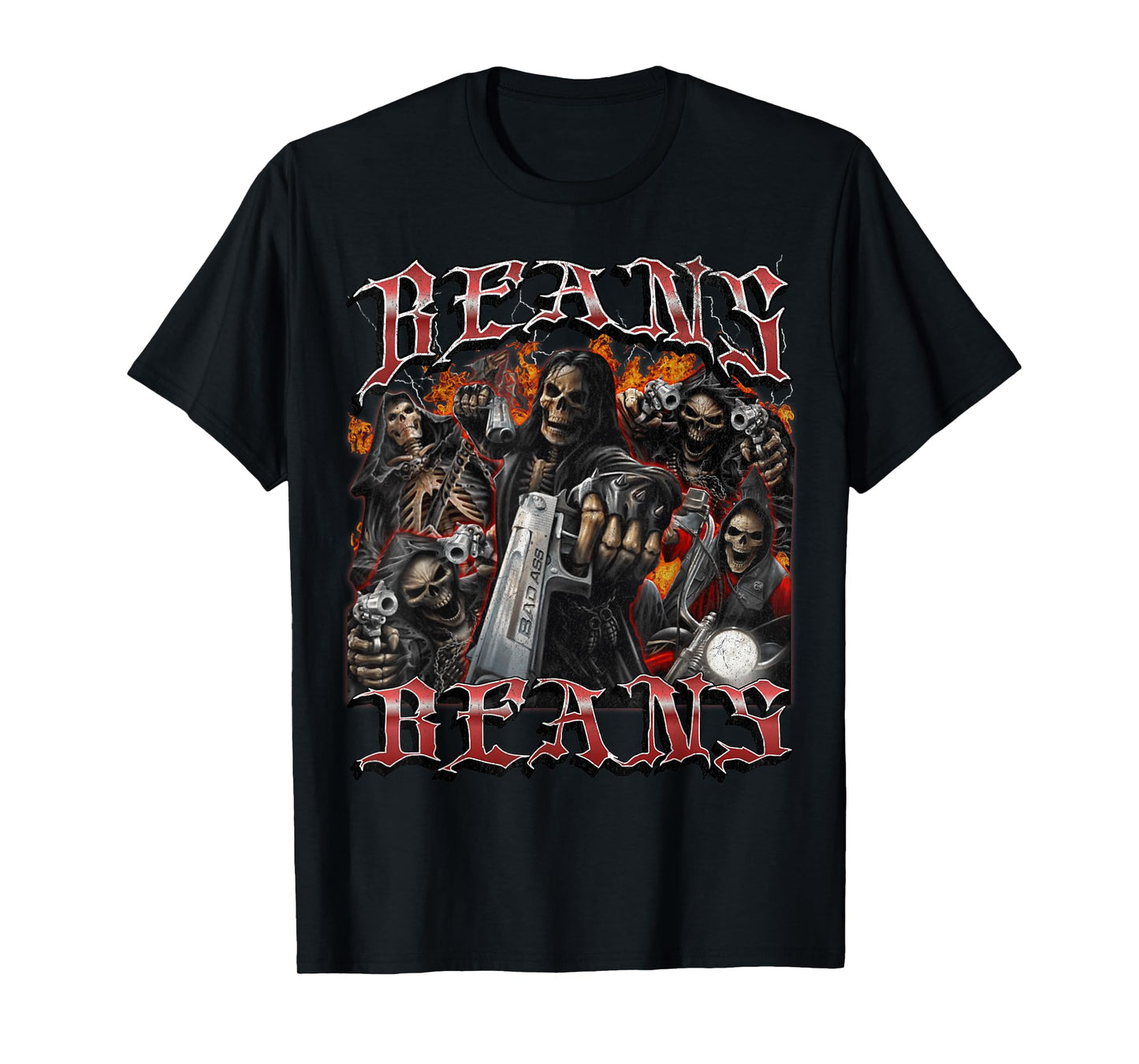 Beans Funny Hard Skeleton Meme Bootleg Graphic T-Shirt
