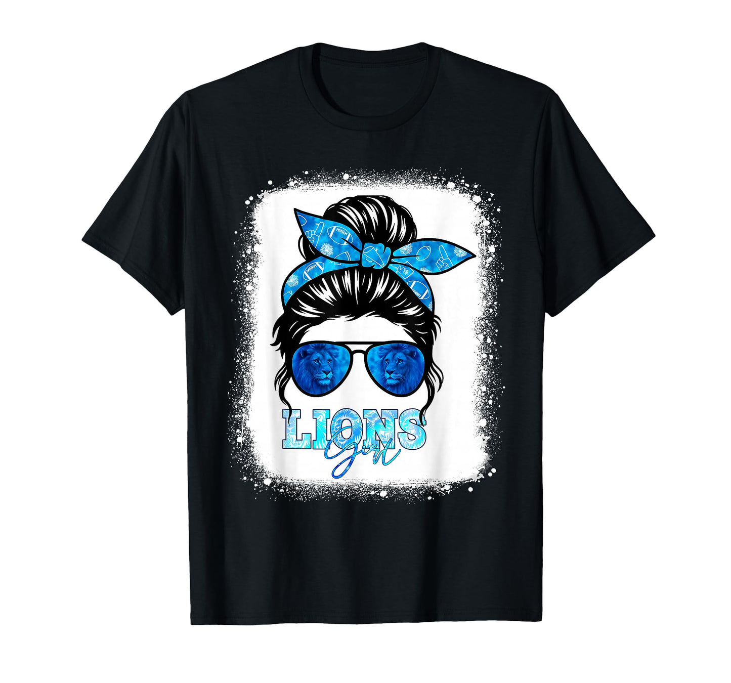 Lions Retro Messy Bun Blue Coquette T-Shirt