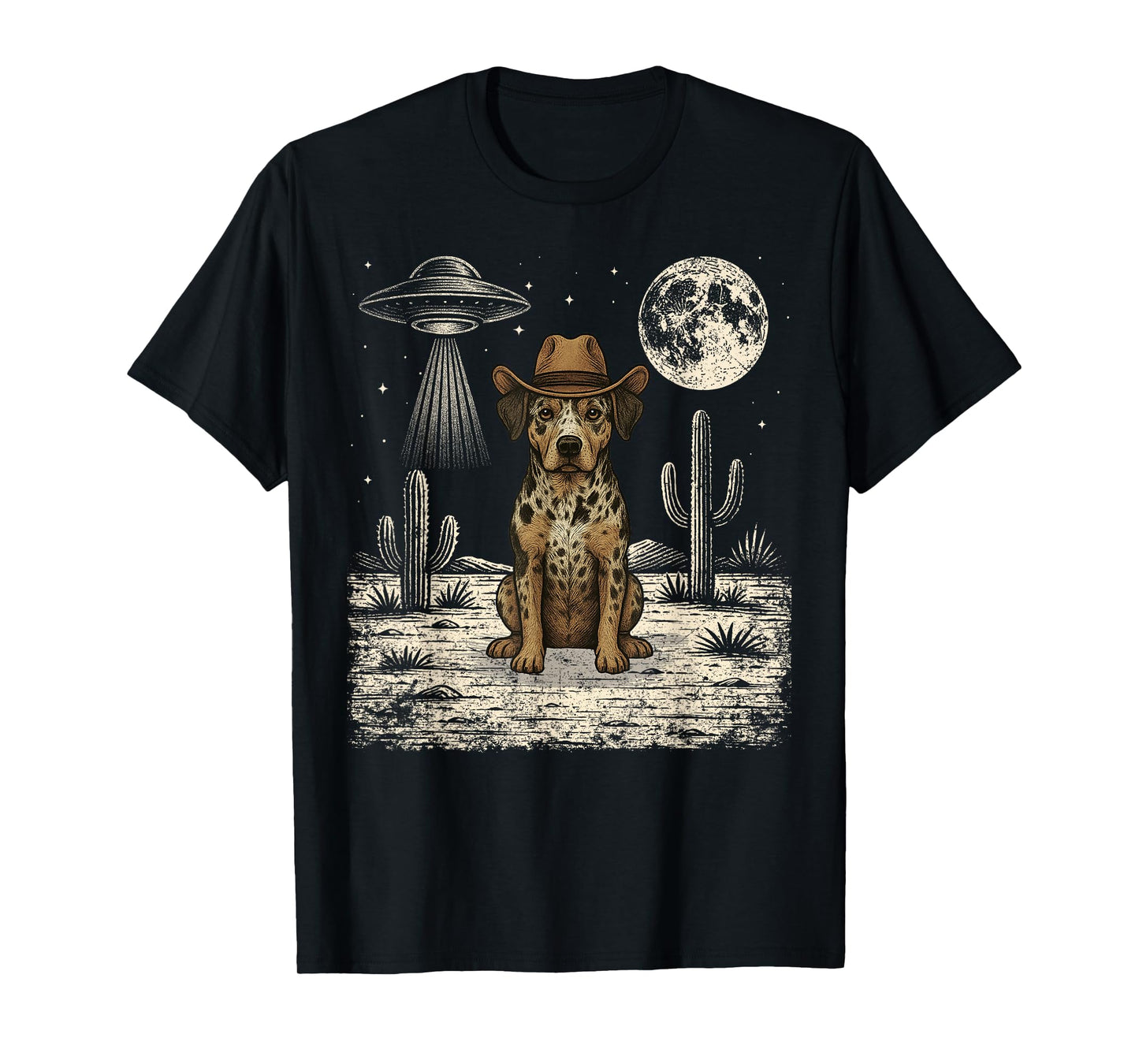 Funny Catahoula Leopard Dog Cowboy Western UFO T-Shirt
