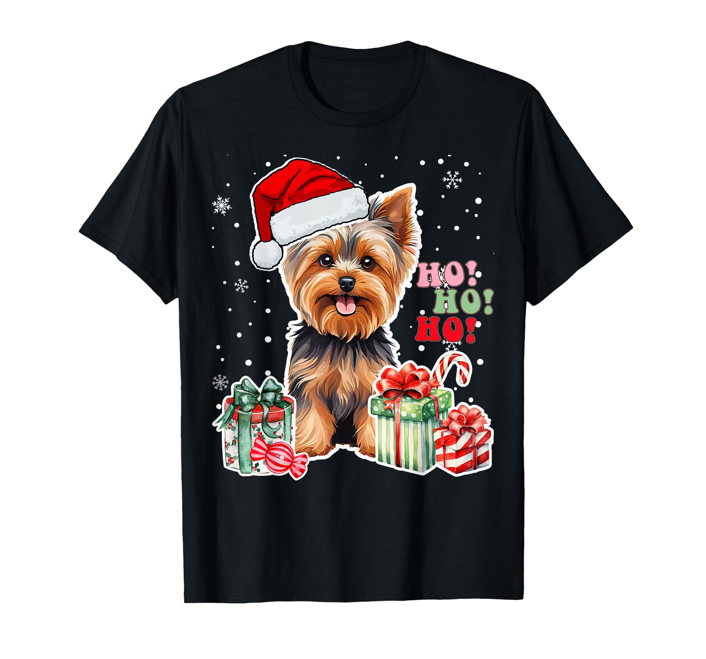 Yorkshire Terrier Christmas Yorkie Xmas Dog Santa Claus Hat T-Shirt