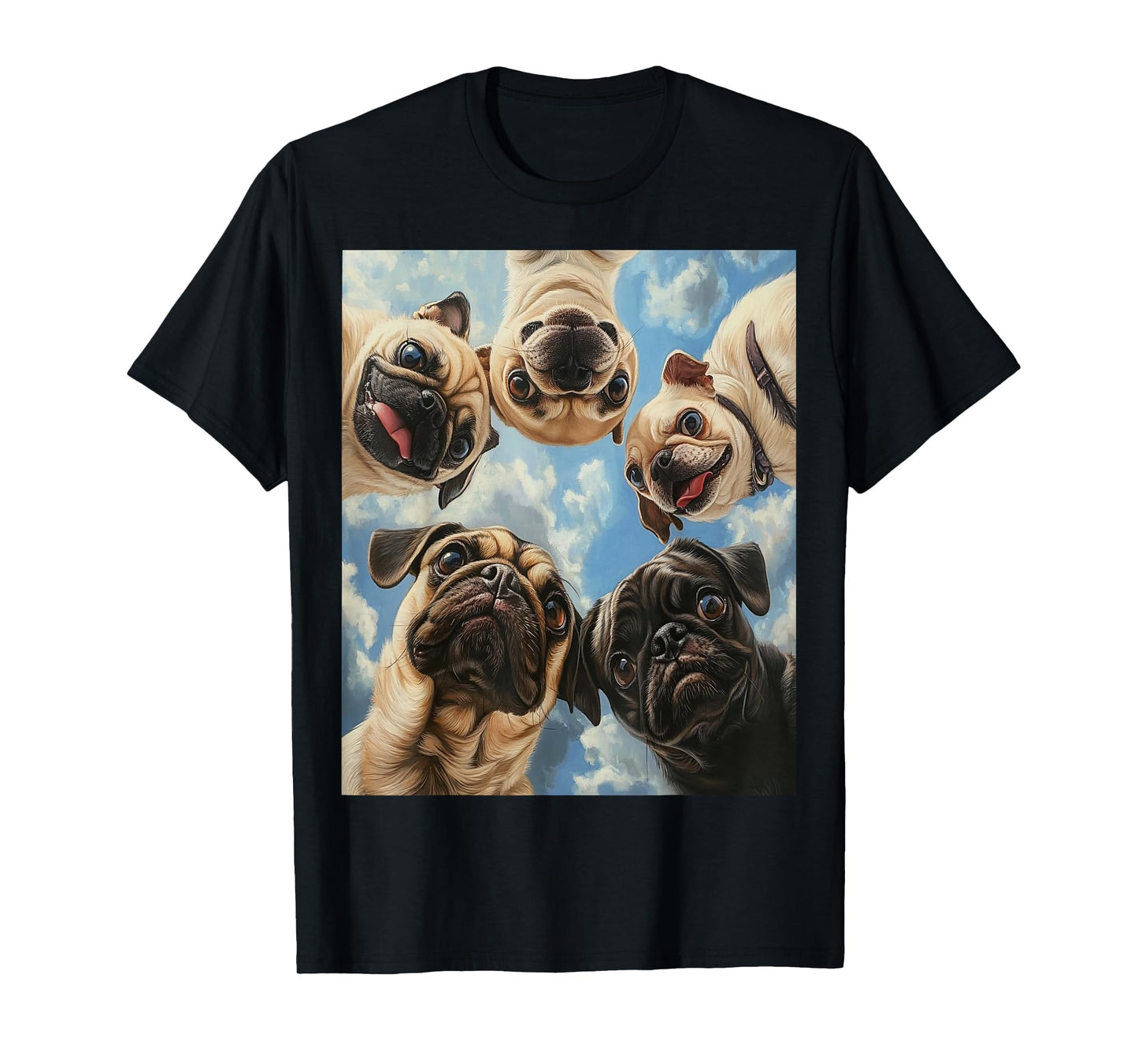 I Love Dogs Funny Pug Face Design Best Friend Dog Selfie T-Shirt