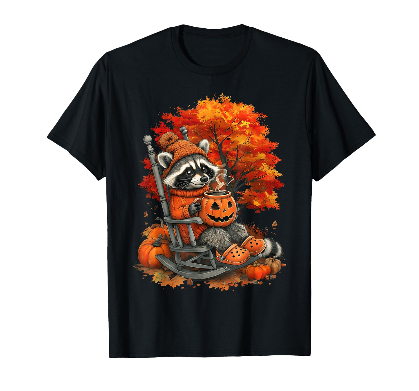Feral Girl Fall Raccoon Halloween Pumpkin Raccoon Autumn T-Shirt