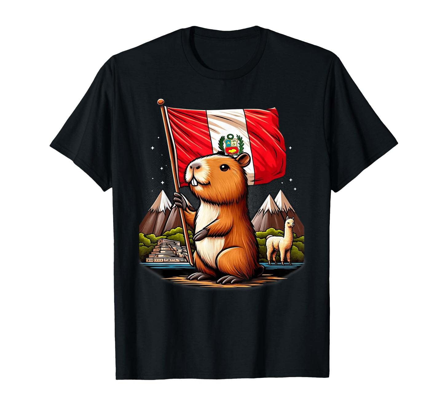 Peruvian Capybara Peru Flag - Ronsoco Fiestas Patrias T-Shirt