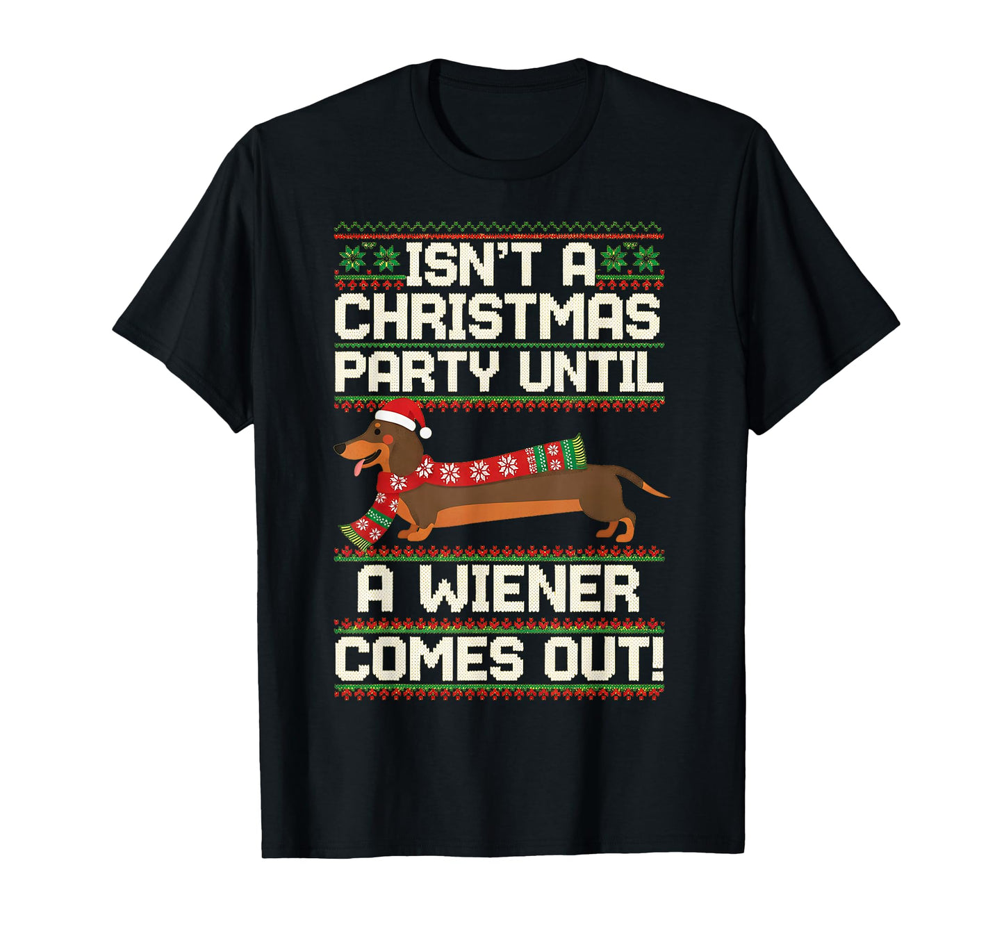 Cool Funny Wiener Dog Christmas Dachshund Holiday Joke T-Shirt