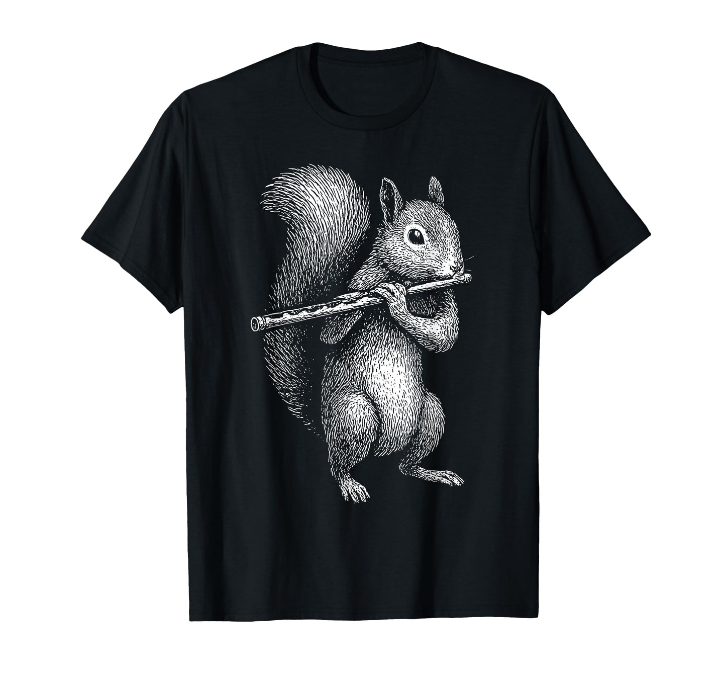 Squirrel Playing Flute Retro Animal Playing Instrument 90s T-Shirt