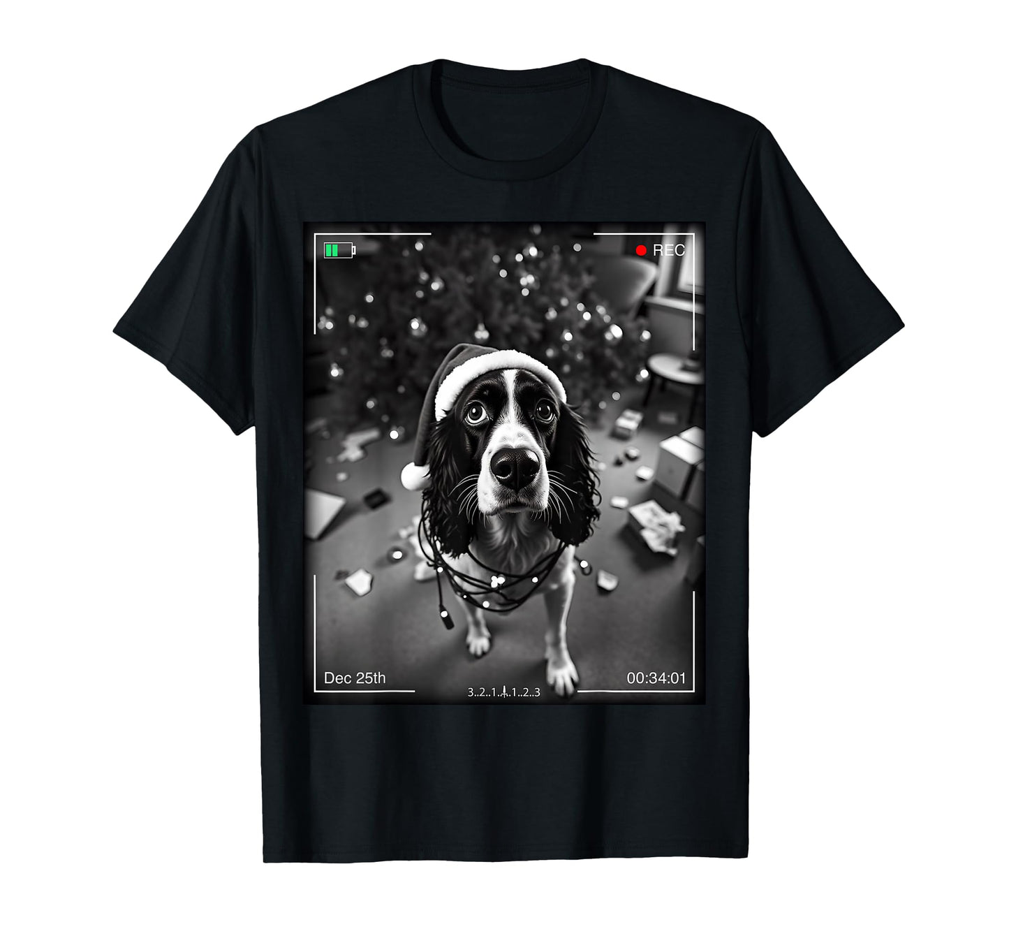 Christmas English Springer Spaniel Caught On Camera T-Shirt