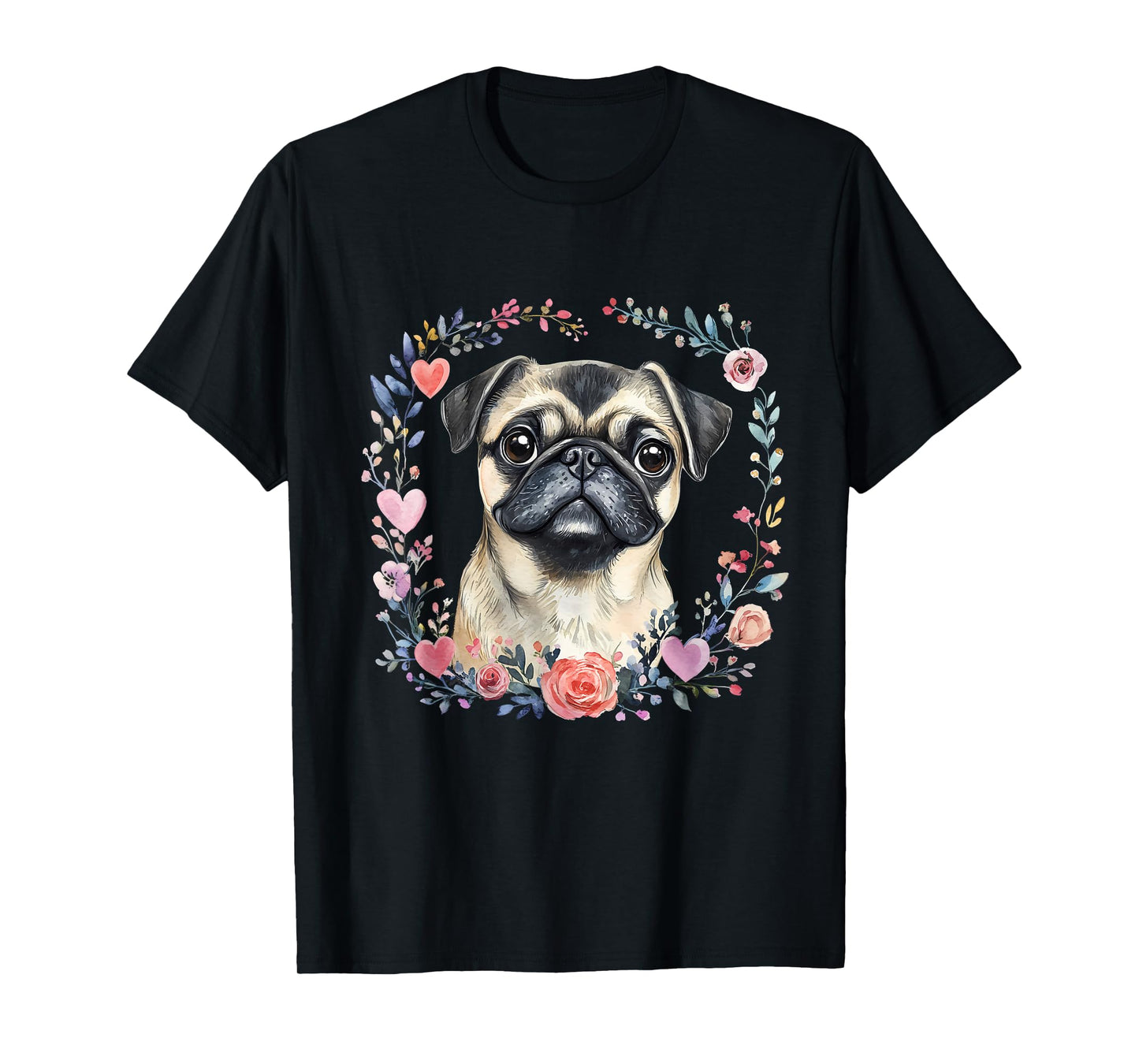 Pug Owner Colorful Portrait Dog Animal Cute Pug Lover T-Shirt