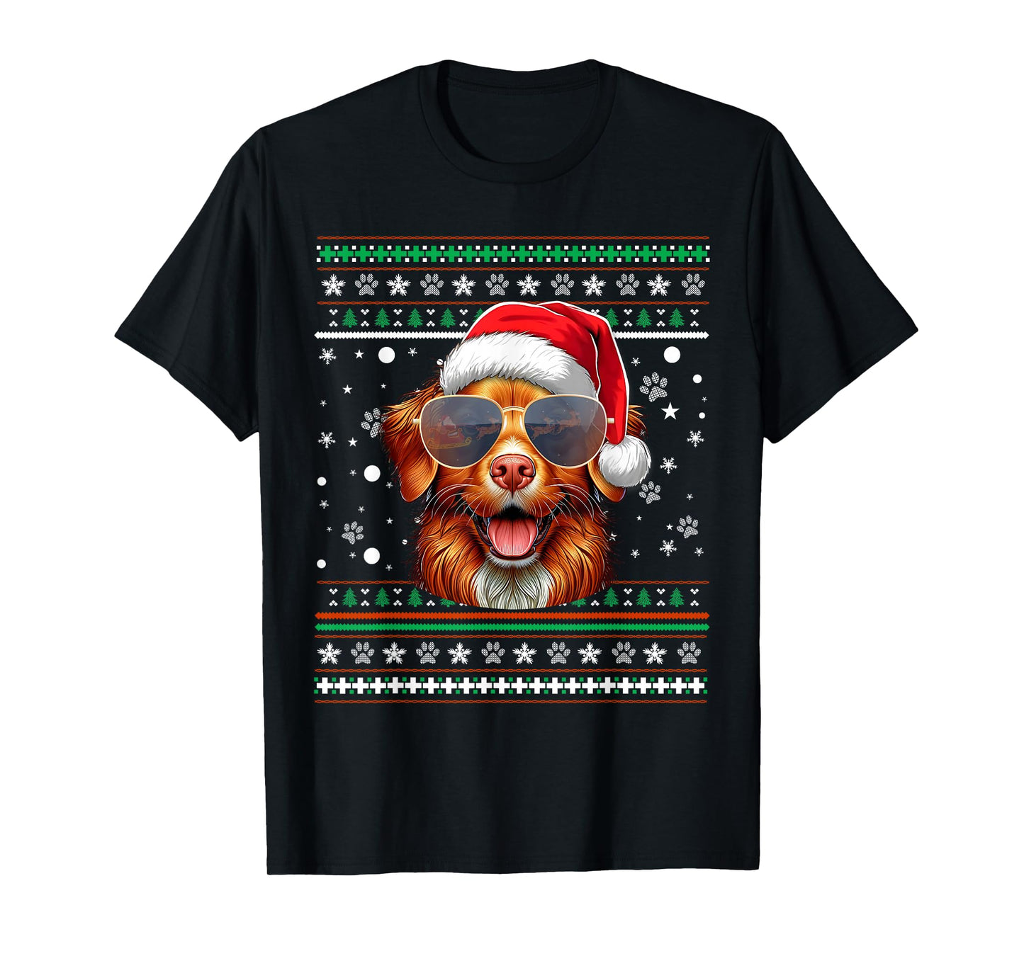 Ugly Sweater Santa Nova Scotia Duck Tolling Retriever Dog T-Shirt