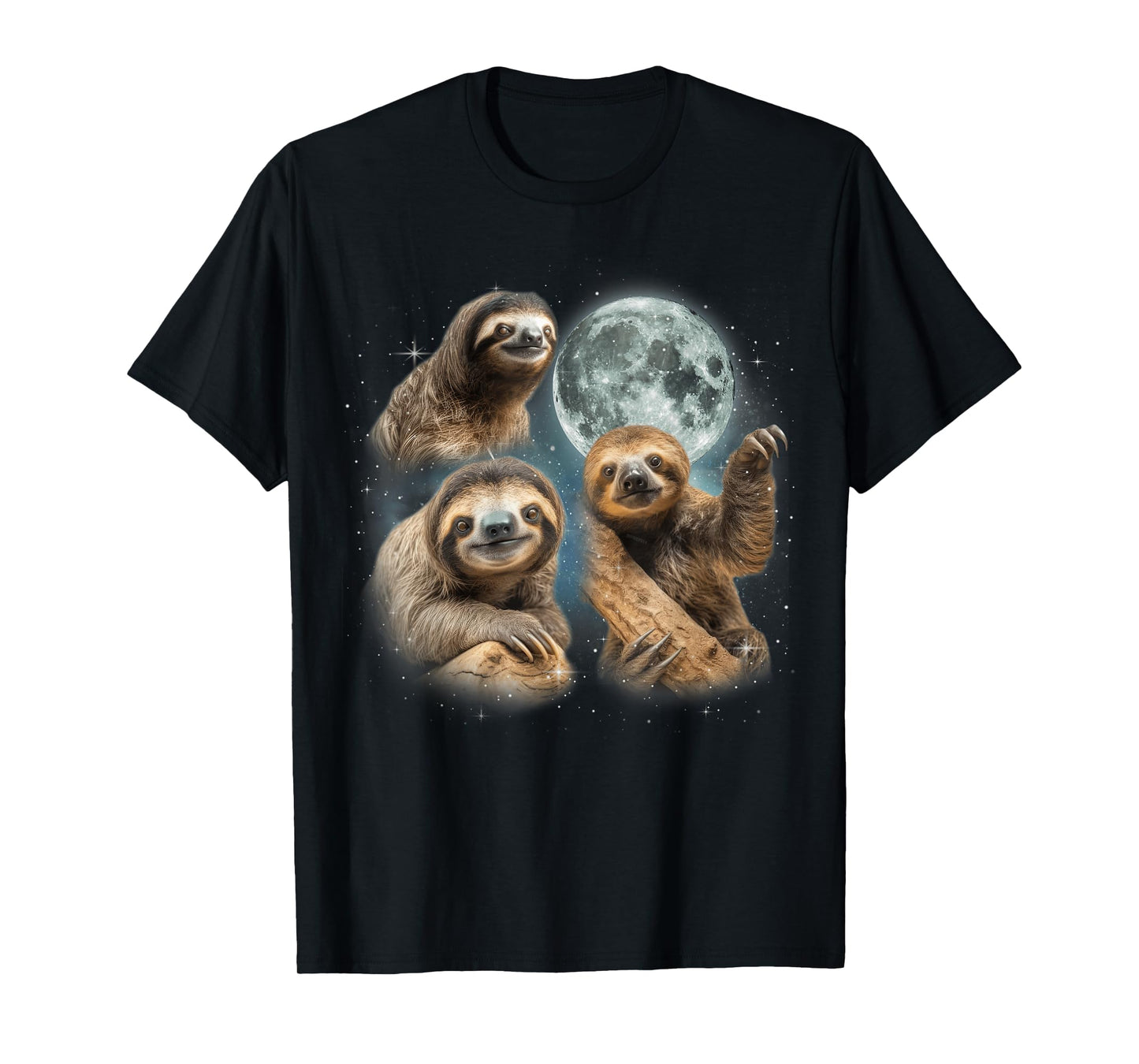 Sloth Shirt | 3 Sloth Howling At Moon Funny Weird Cursed T-Shirt