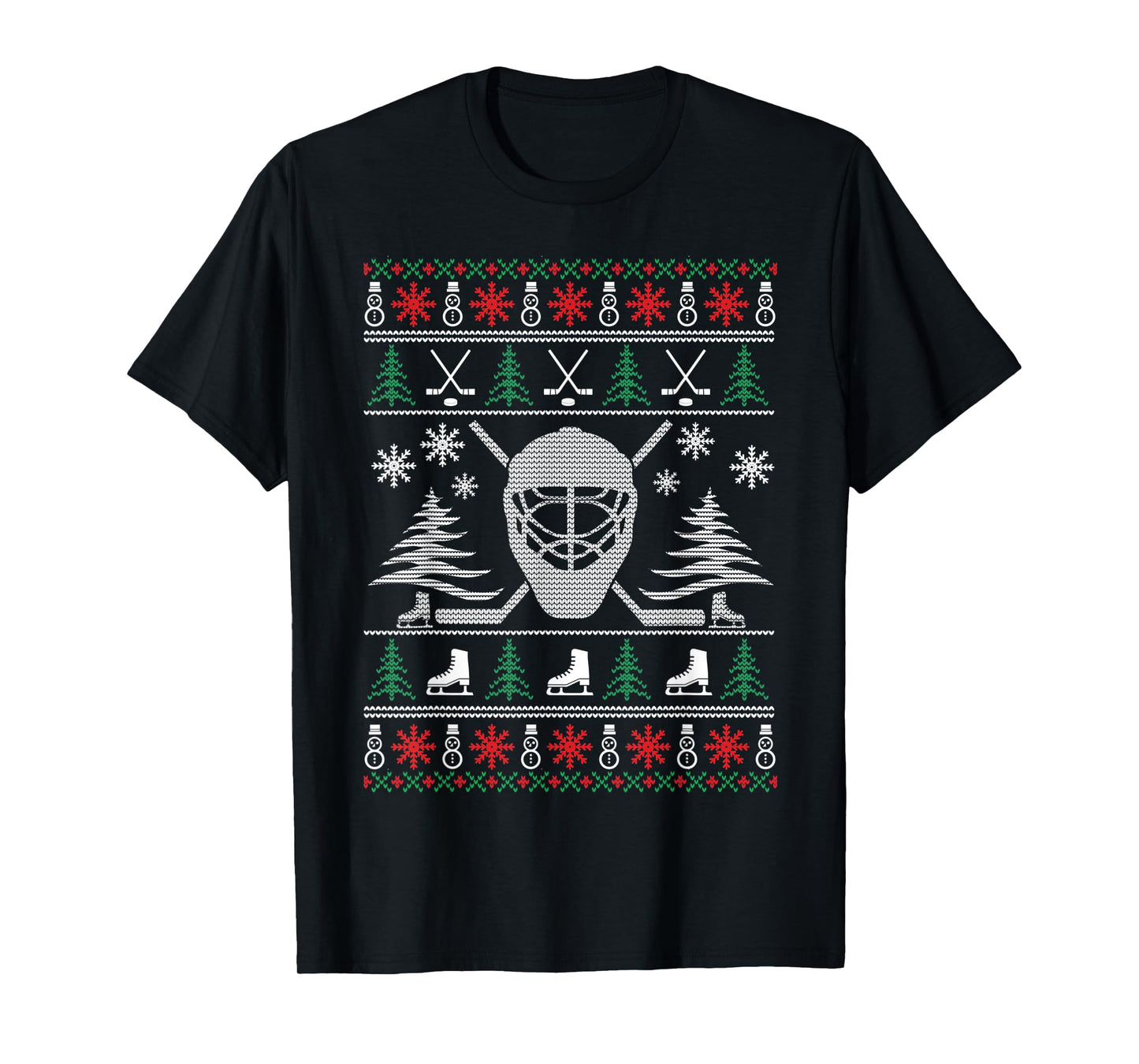 Ugly Sweater Christmas Helmet Ice Hockey For Hockey Lovers T-Shirt