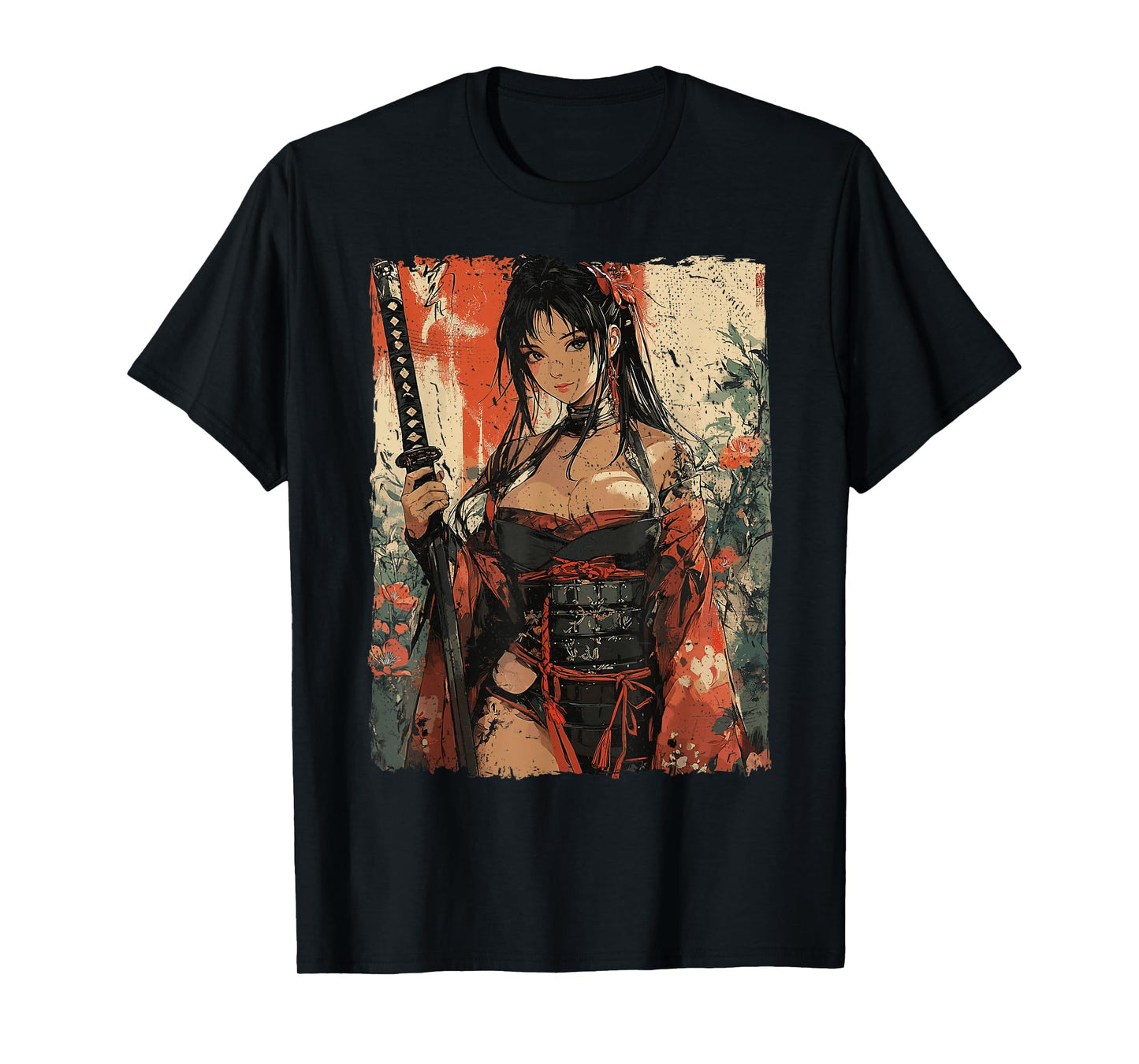 Samurai Warrior Waifu Girl Japanese Ukiyo-e Manga Samurai T-Shirt